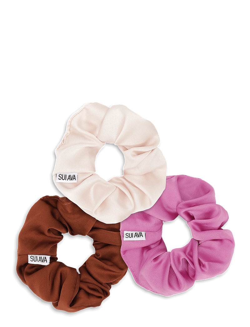 SUI AVA - 3-Pack Ribbon Scrunchies - scrunchies - brown // cream // fuchsia - 0