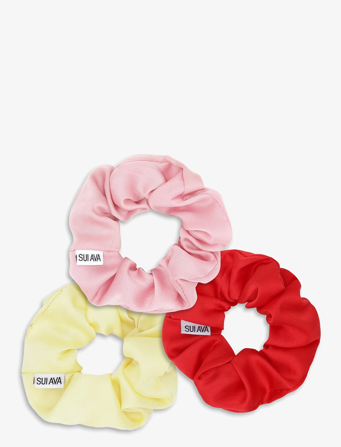 SUI AVA - 3-Pack Ribbon Scrunchies - scrunchies - pink// red // yellow - 0