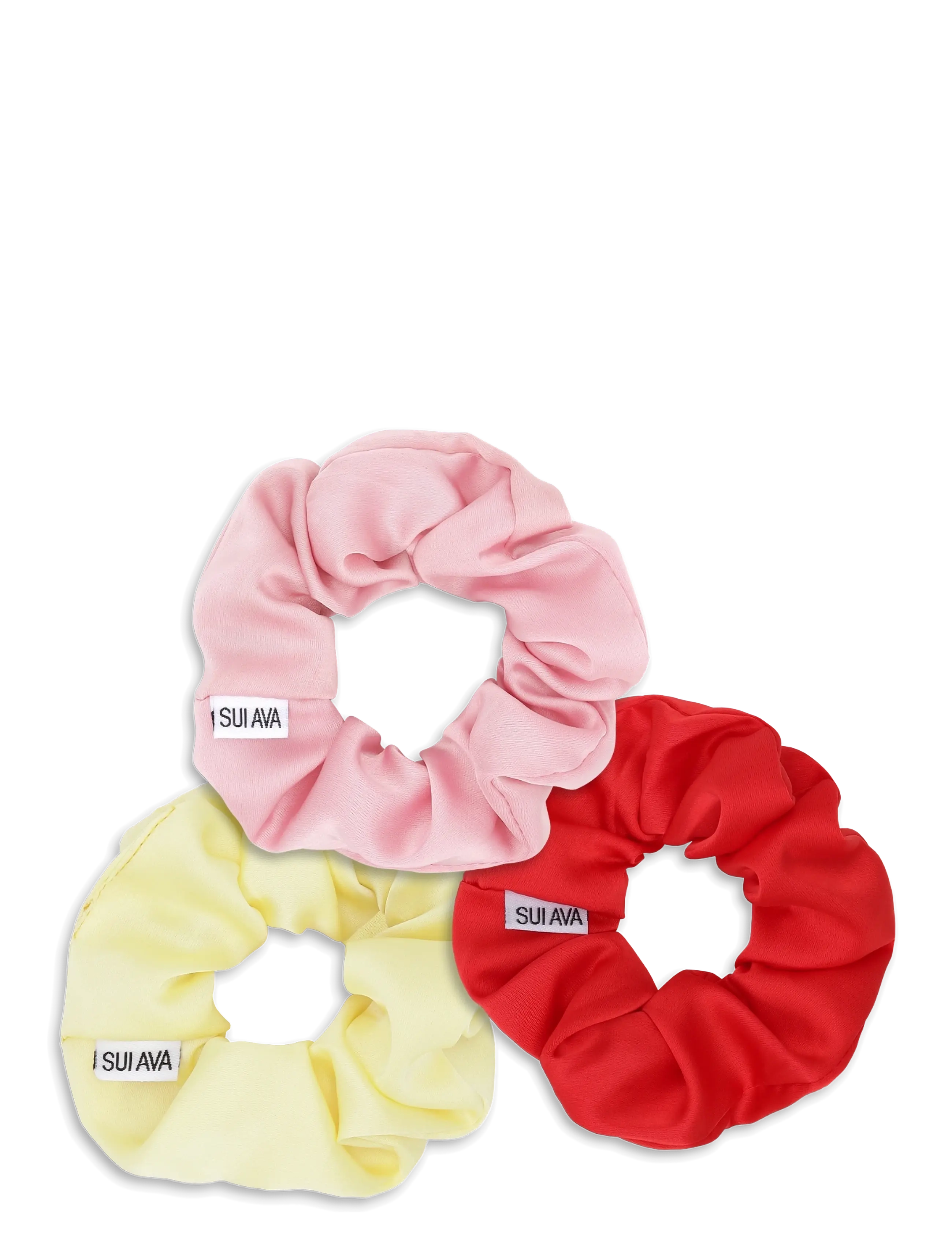 SUI AVA 3-Pack Ribbon Scrunchies - Scrunchies - PINK// RED // YELLOW / multi