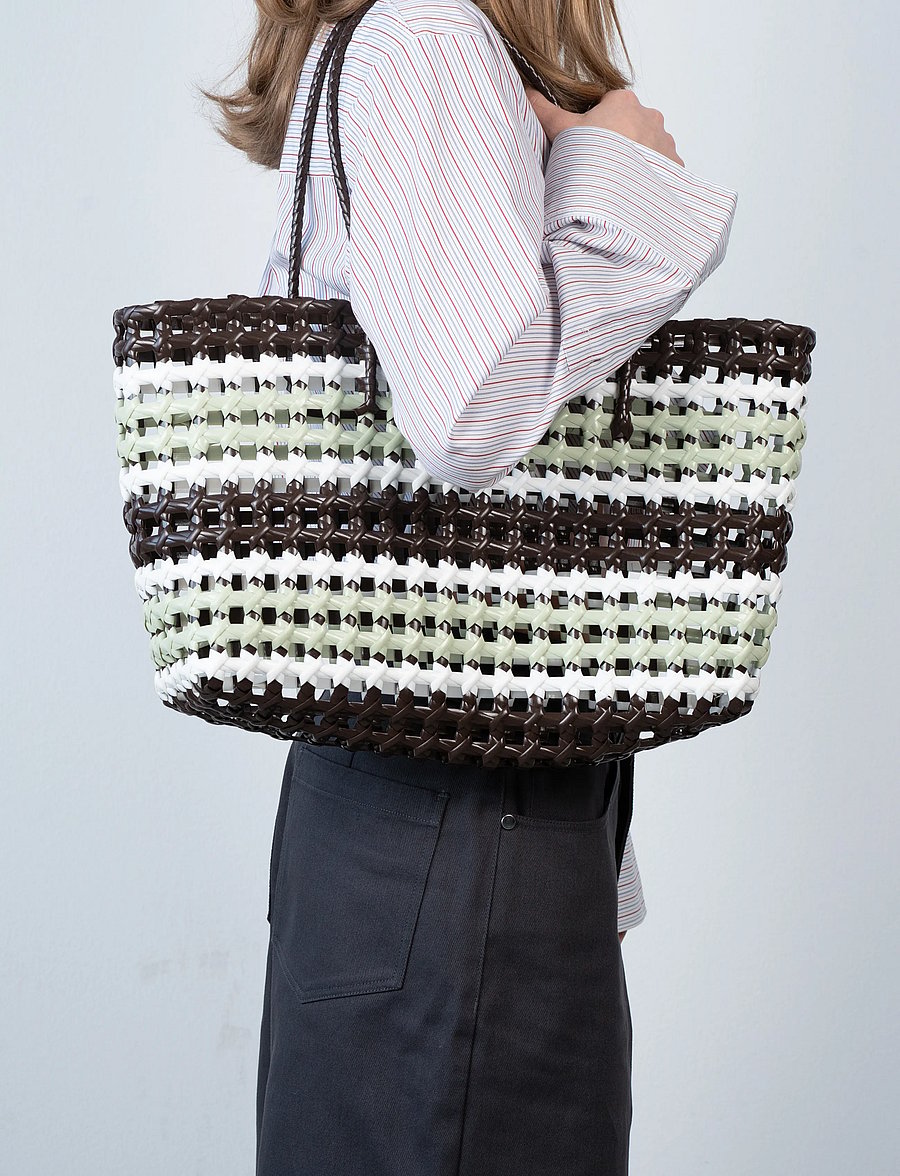 SUI AVA - Kaya Woven Tote Big - brown striped - 0