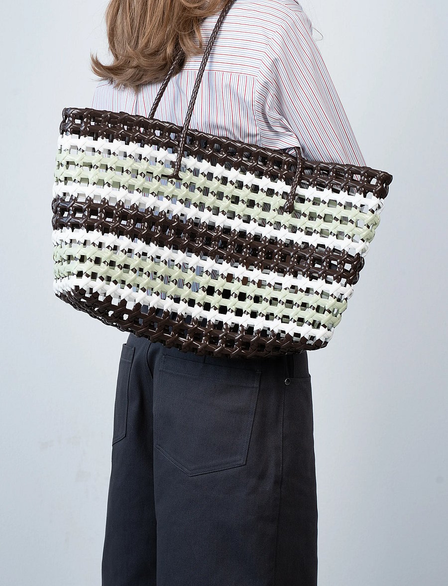 SUI AVA - Kaya Woven Tote Big - brown striped - 3
