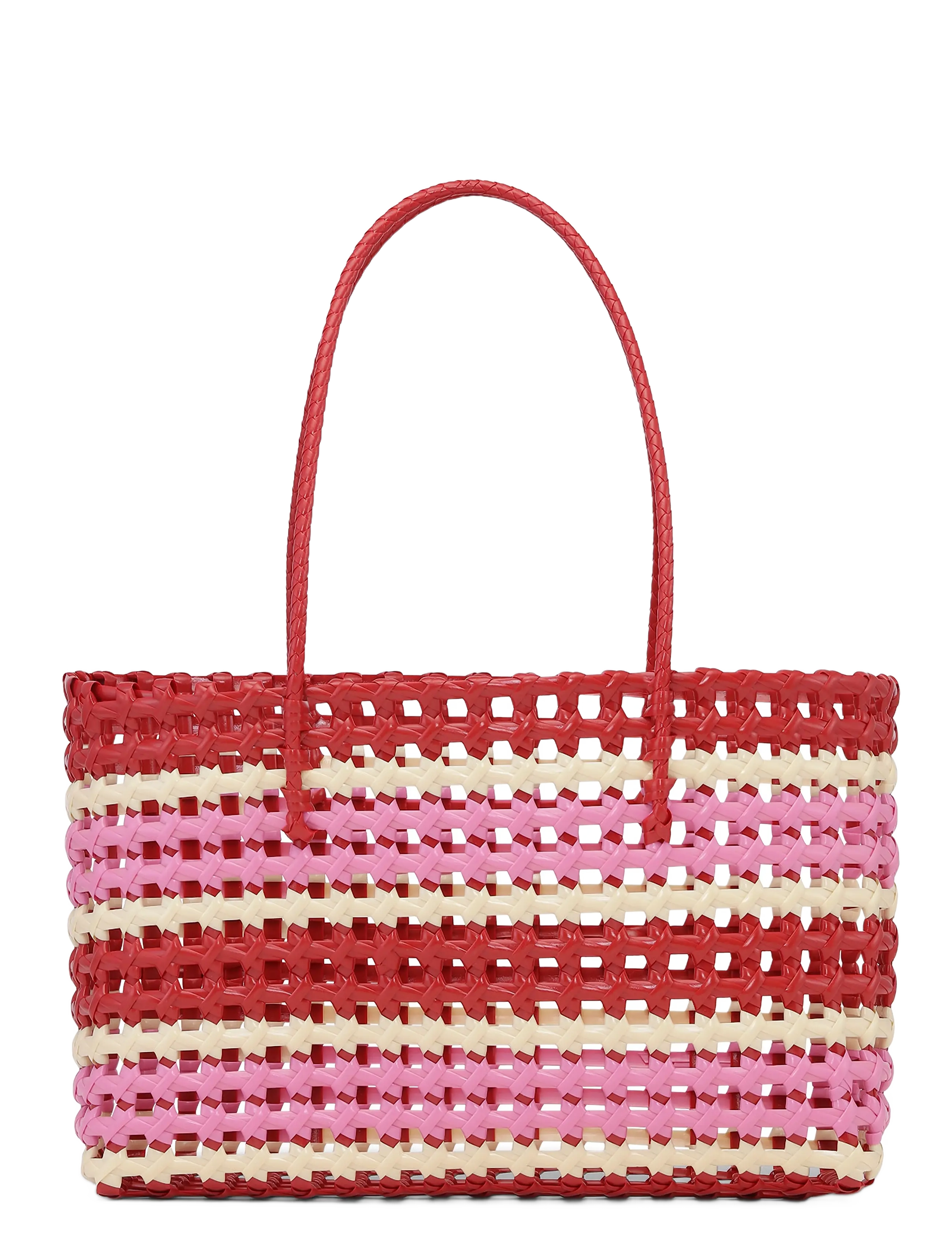 SUI AVA Kaya Woven Tote Big - Last chance - PINK STRIPED / red