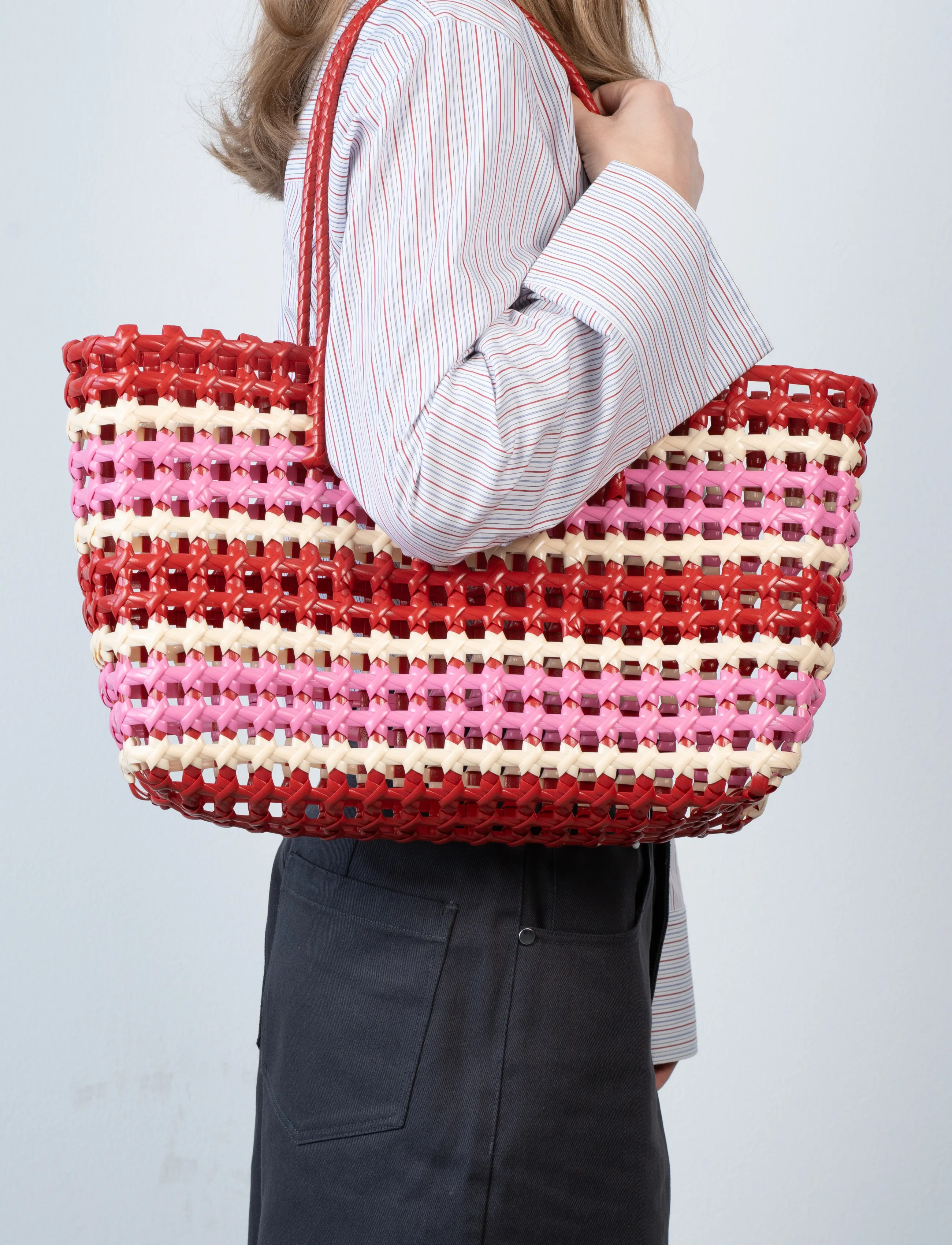 SUI AVA Kaya Woven Tote Big, One Size, Red, Tasker > Totes, Dame