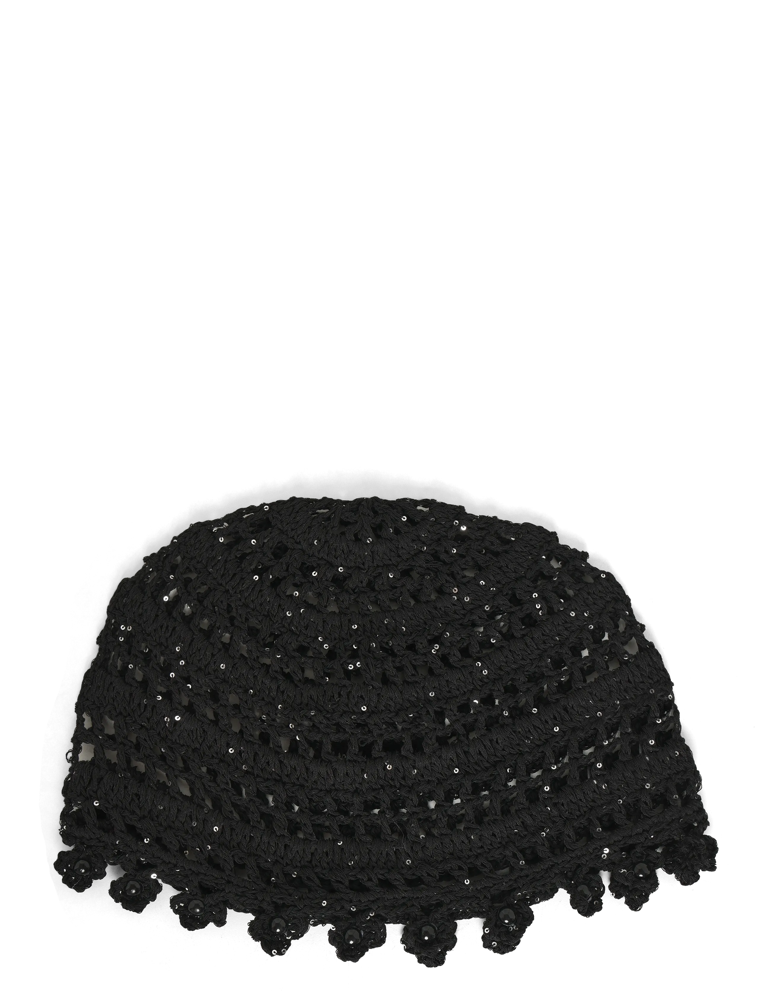 SUI AVA Crochet Flower Hat, Kvinder, Hæklet Blomster Hat, Sort, Str: ONE SIZE