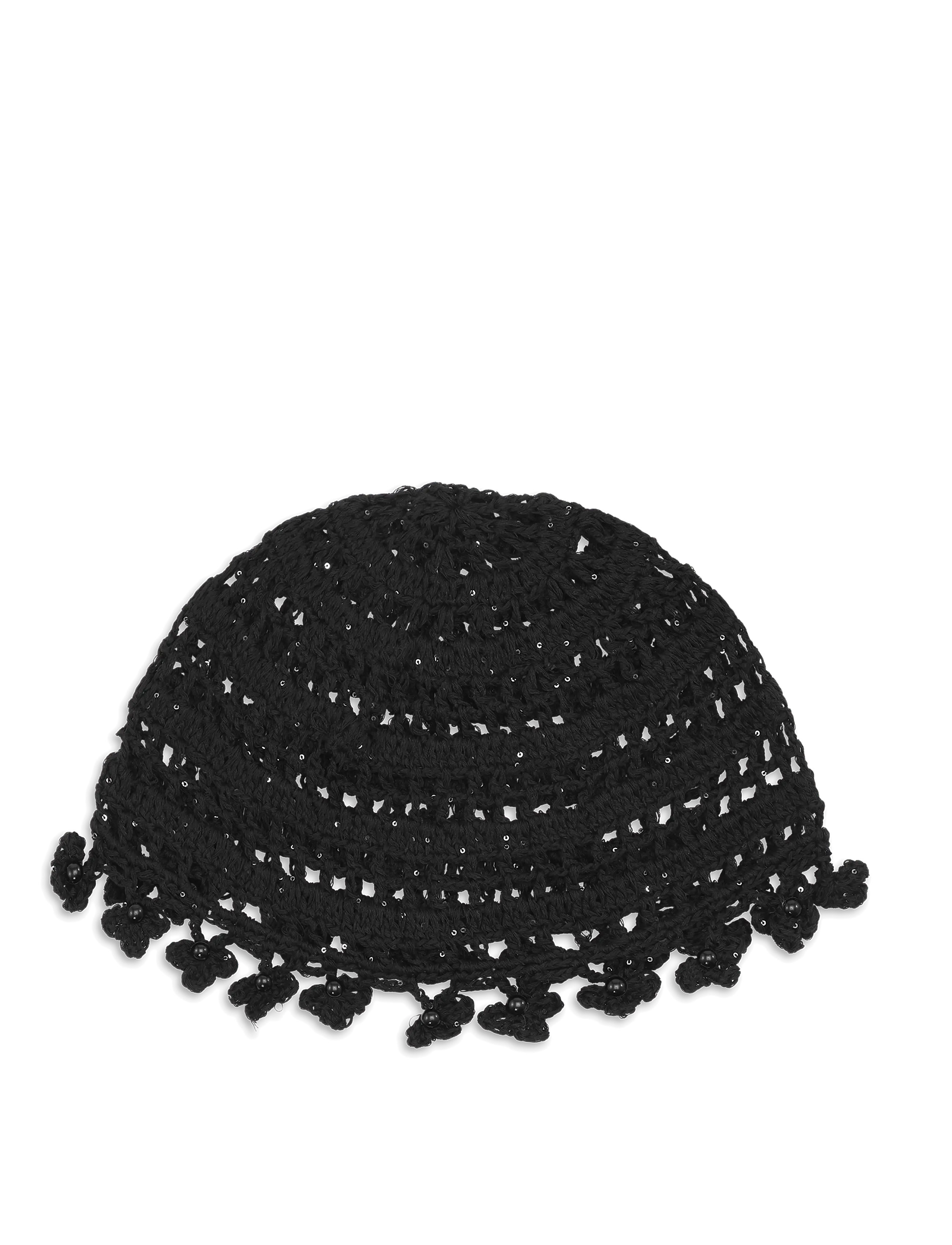 SUI AVA Crochet Flower Hat - Caps & Hats - BLACK / black