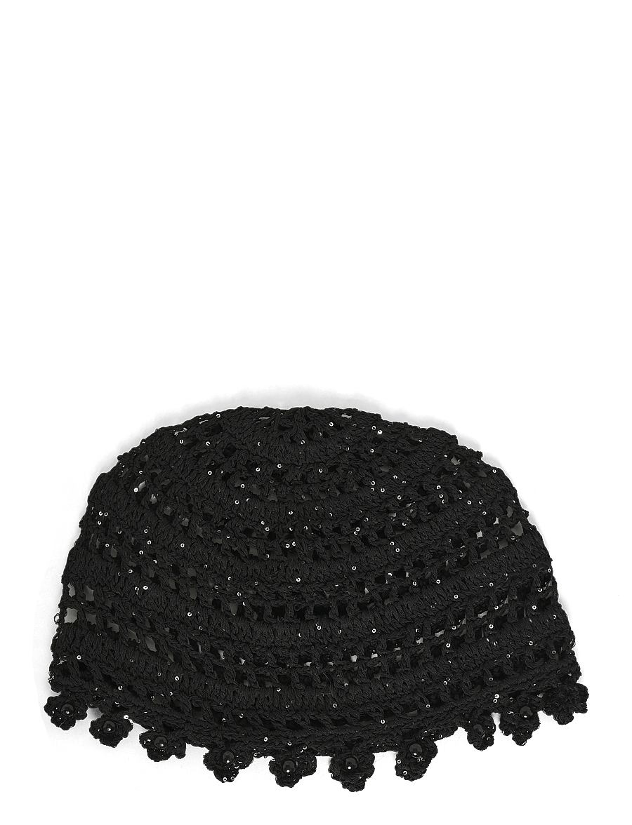 SUI AVA - Crochet Flower Hat - hattar - black - 0