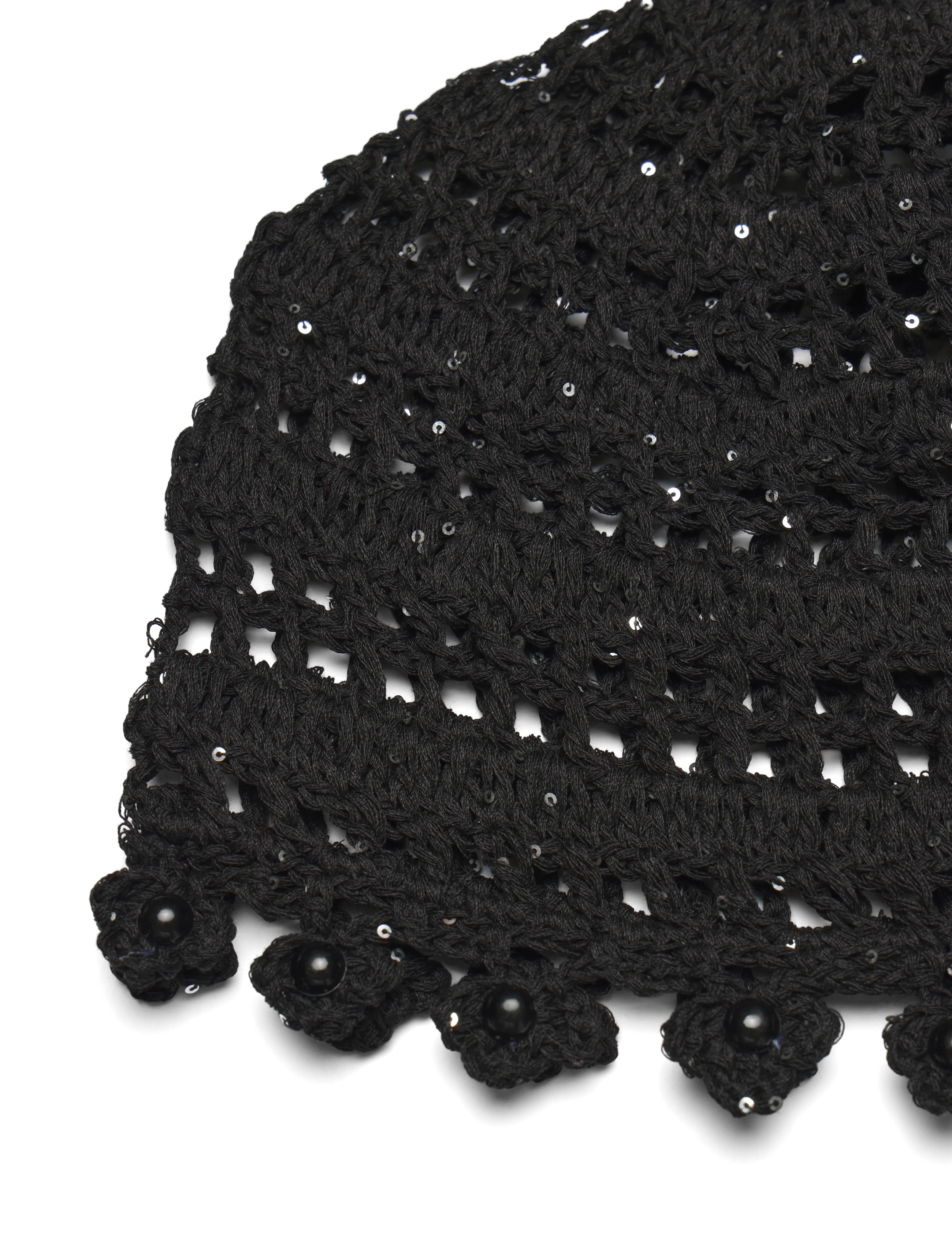SUI AVA - Crochet Flower Hat - hattar - black - 2