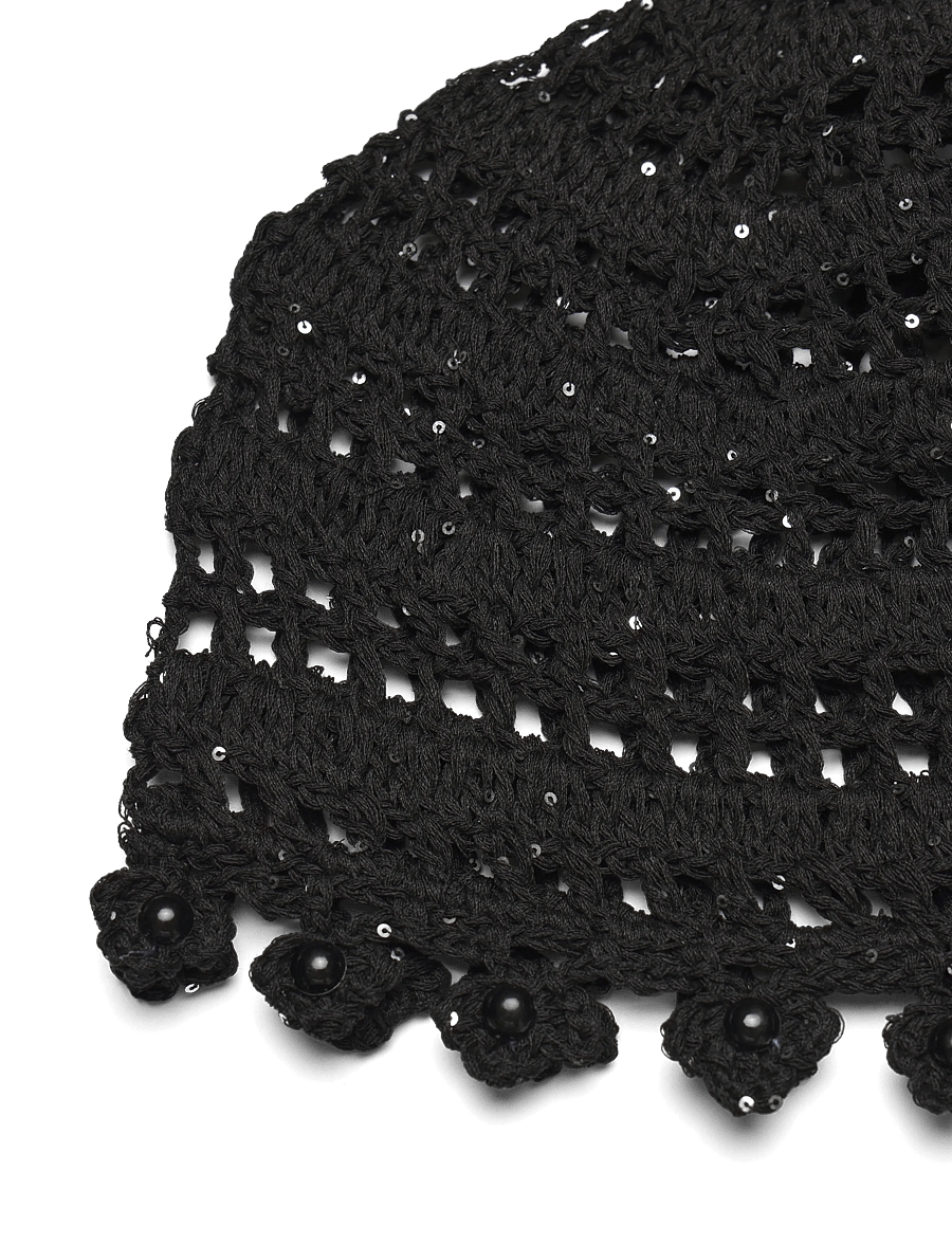 SUI AVA - Crochet Flower Hat - hattar - black - 2