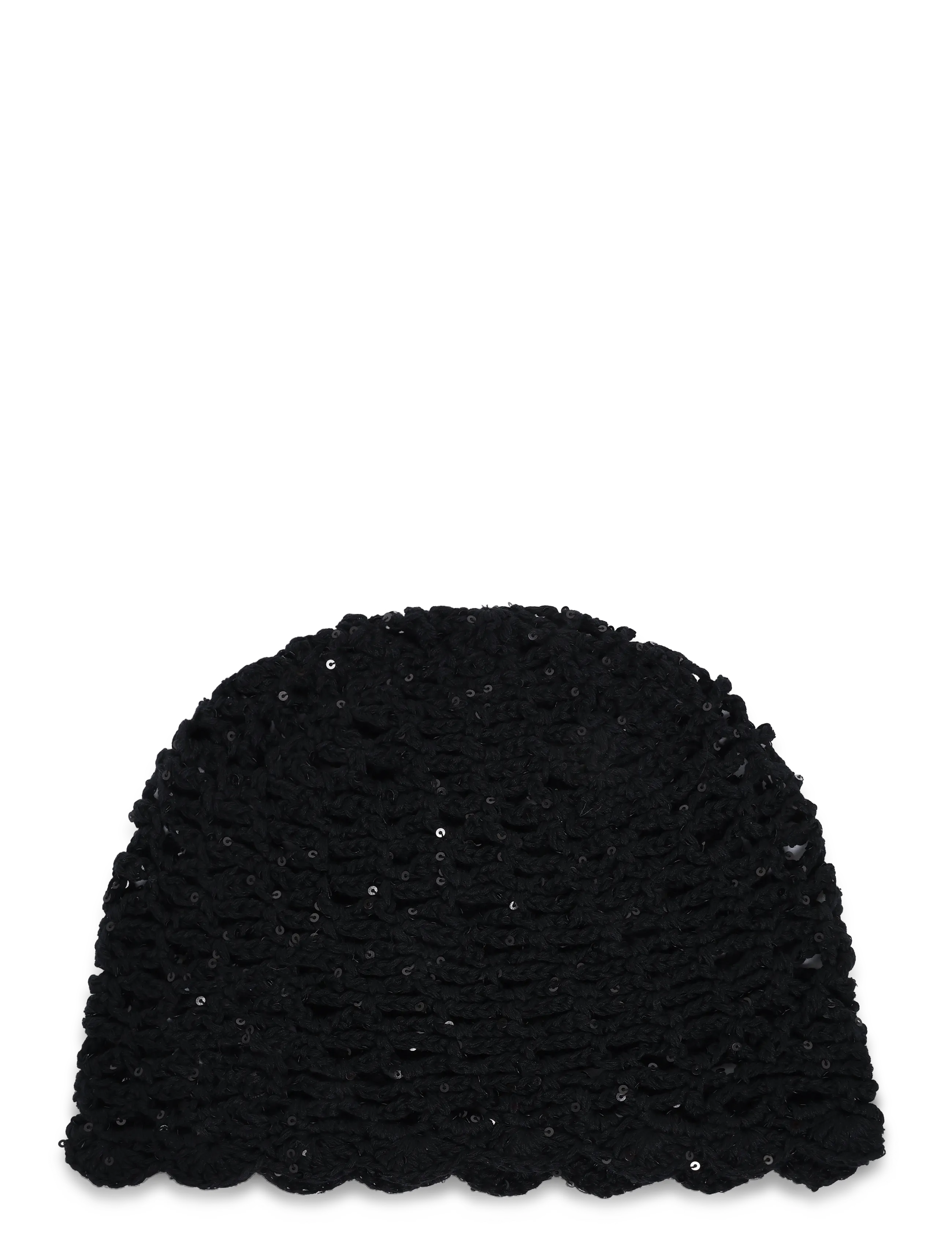 SUI AVA Crochet Sequin Hat, Kvinder, Hæklet Paillet Hue, Sort, Str: ONE SIZE