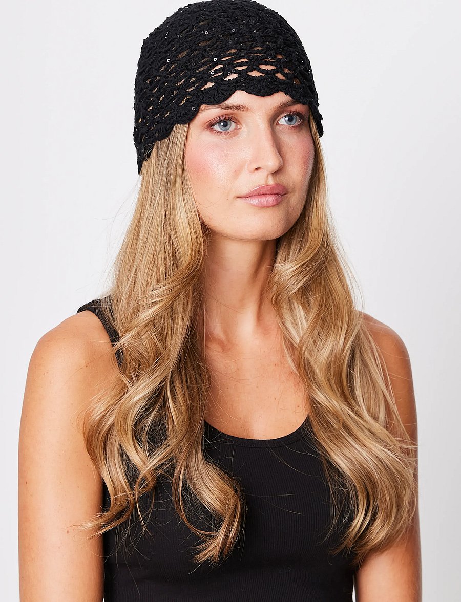 SUI AVA - Crochet Sequin Hat - hatte - black - 0