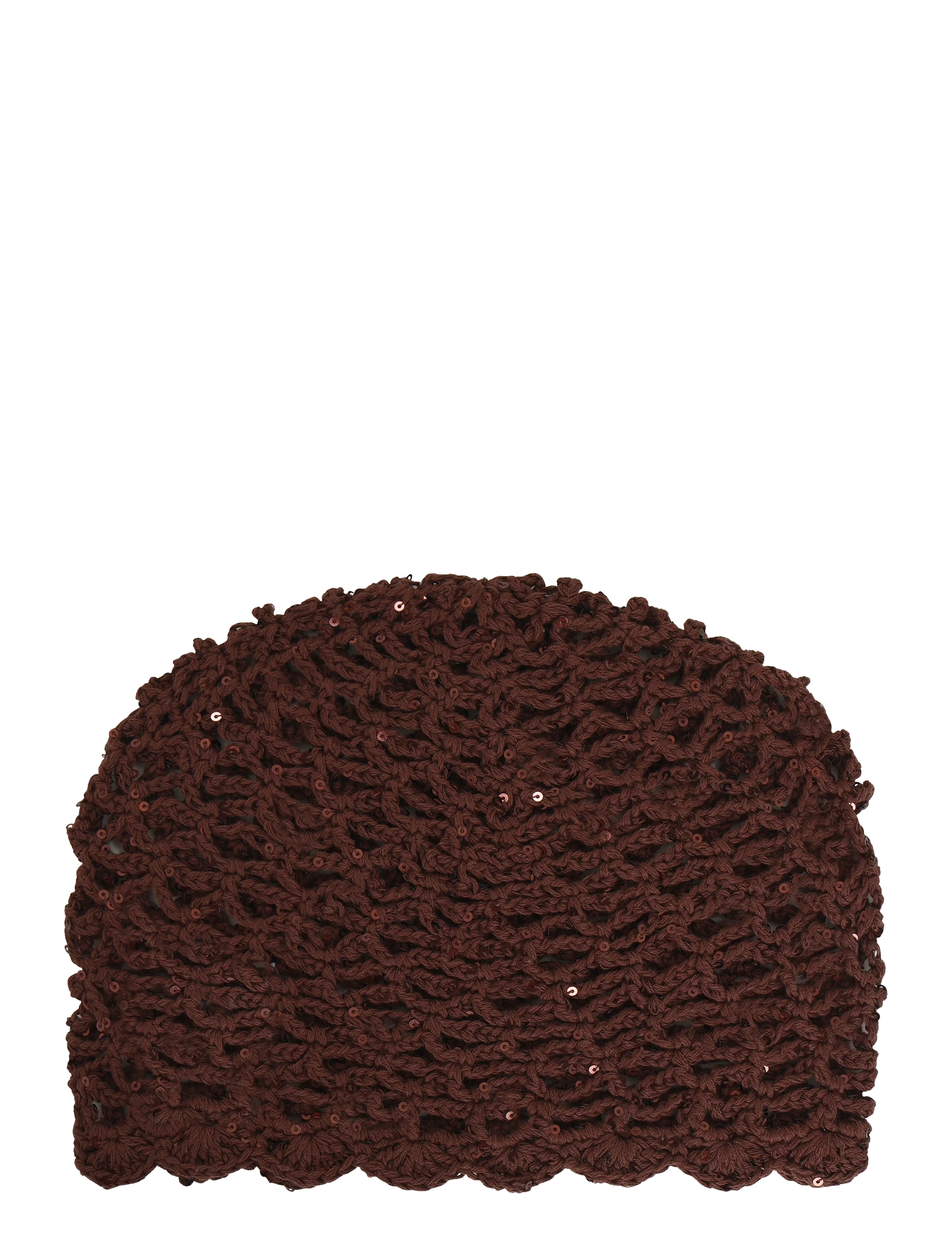 SUI AVA Crochet Sequin Hat, One Size, Brown, Hovedbeklædning > Hatte, Dame