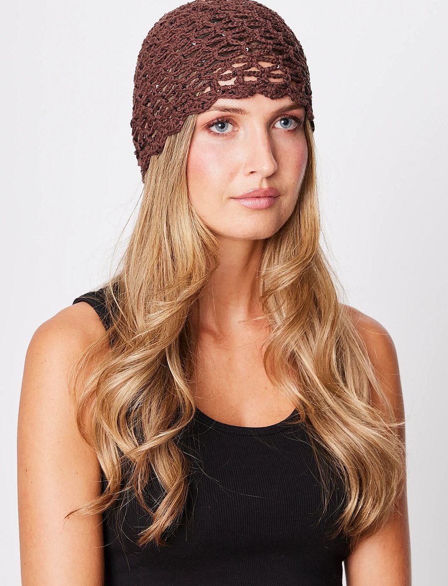 SUI AVA - Crochet Sequin Hat - hüte - brown - 0