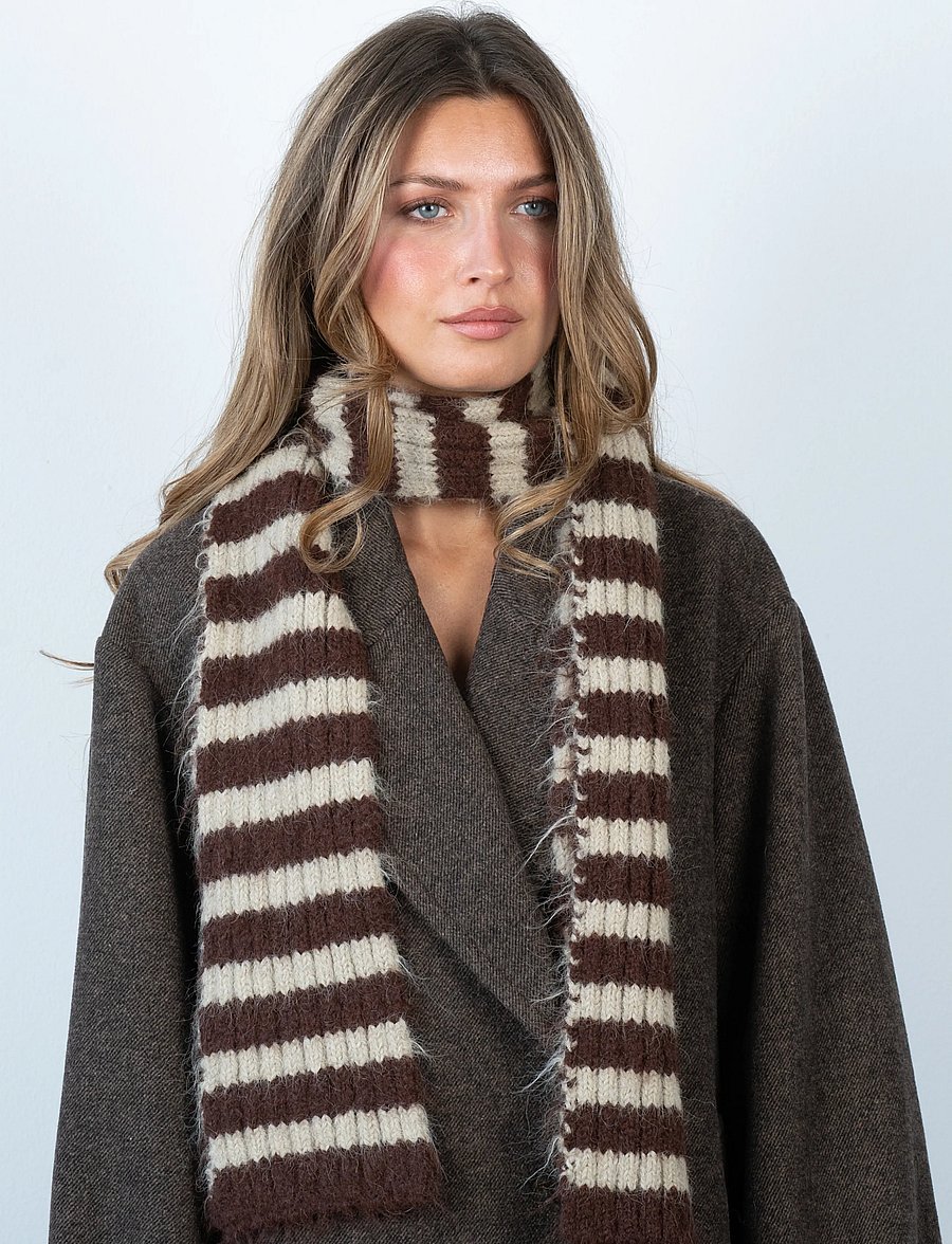 SUI AVA - Clara Slim Scarf - halsdukar - brown // beige - 0