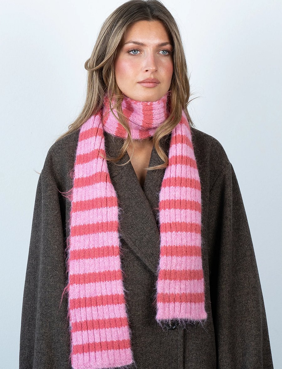 SUI AVA - Clara Slim Scarf - halsdukar - raspberry // pin - 0