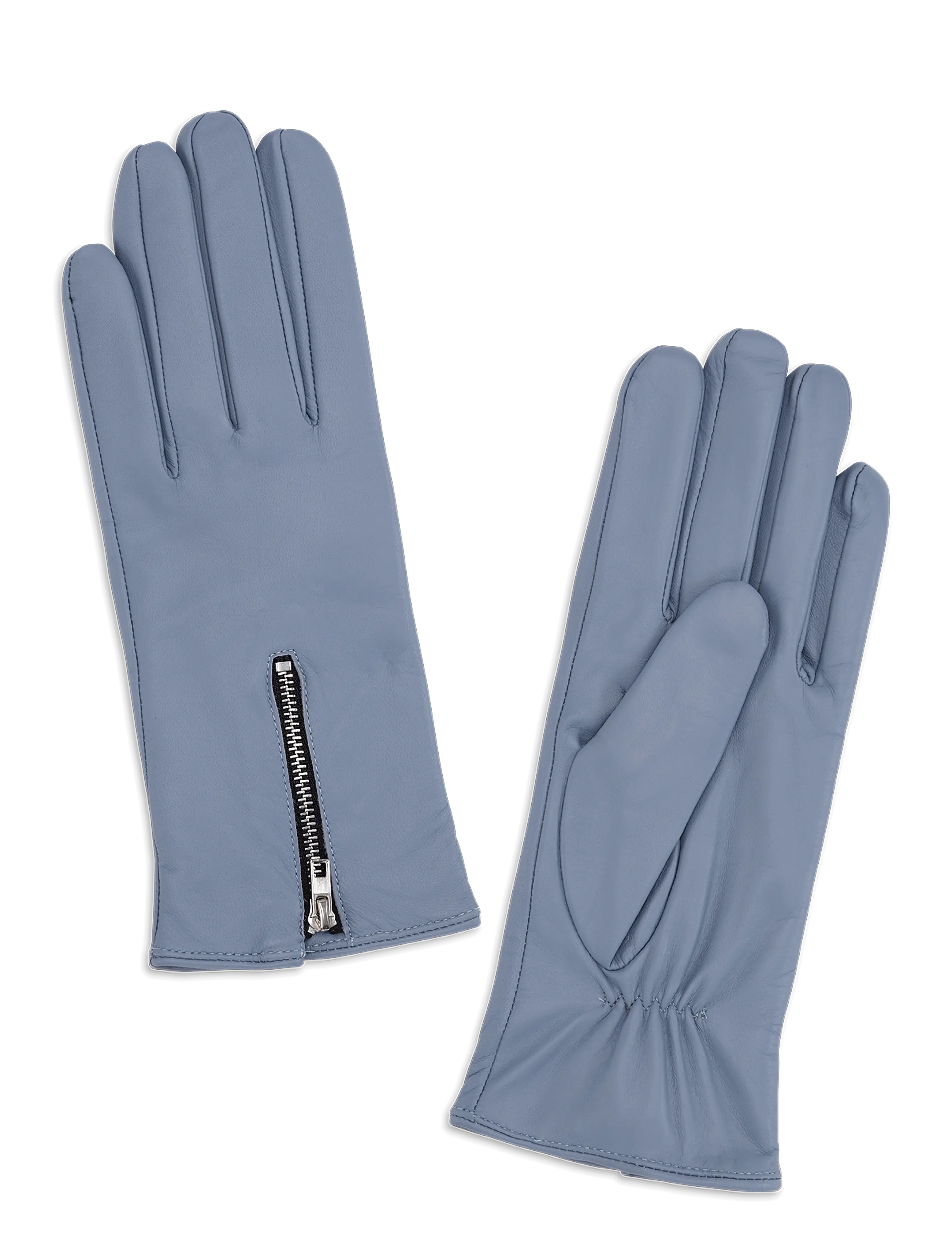 SUI AVA Zip-front Leather Gloves - SUI AVA - DOVE BLUE / blue