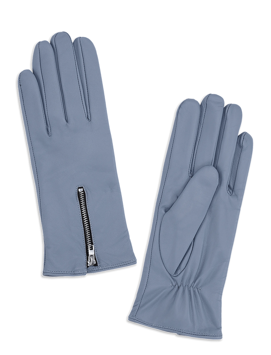SUI AVA - Zip-front Leather Gloves - leather gloves - dove blue - 1