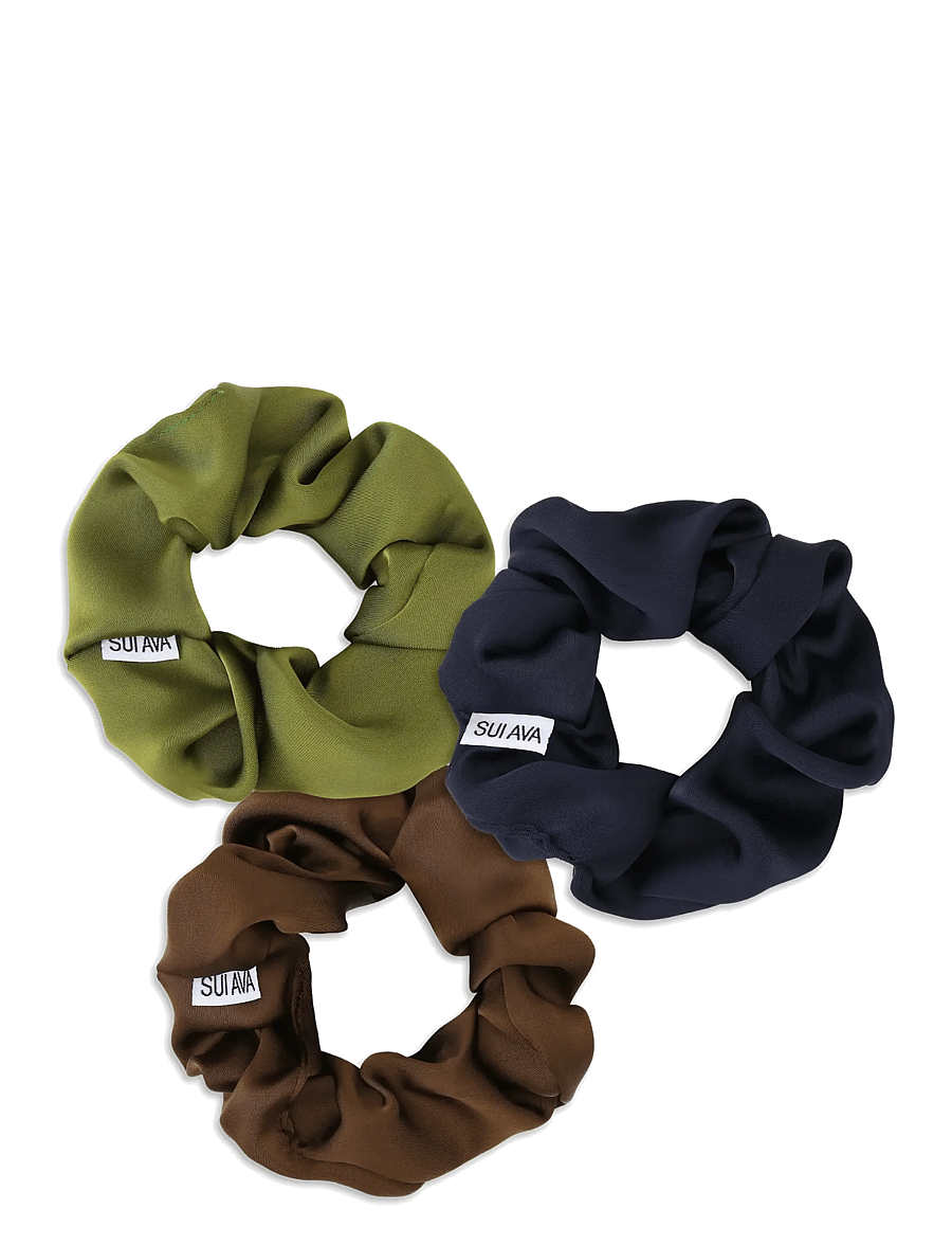 SUI AVA - 3-Pack Ribbon Scrunchies - haargummis & haarbänder - army // brown // - 1
