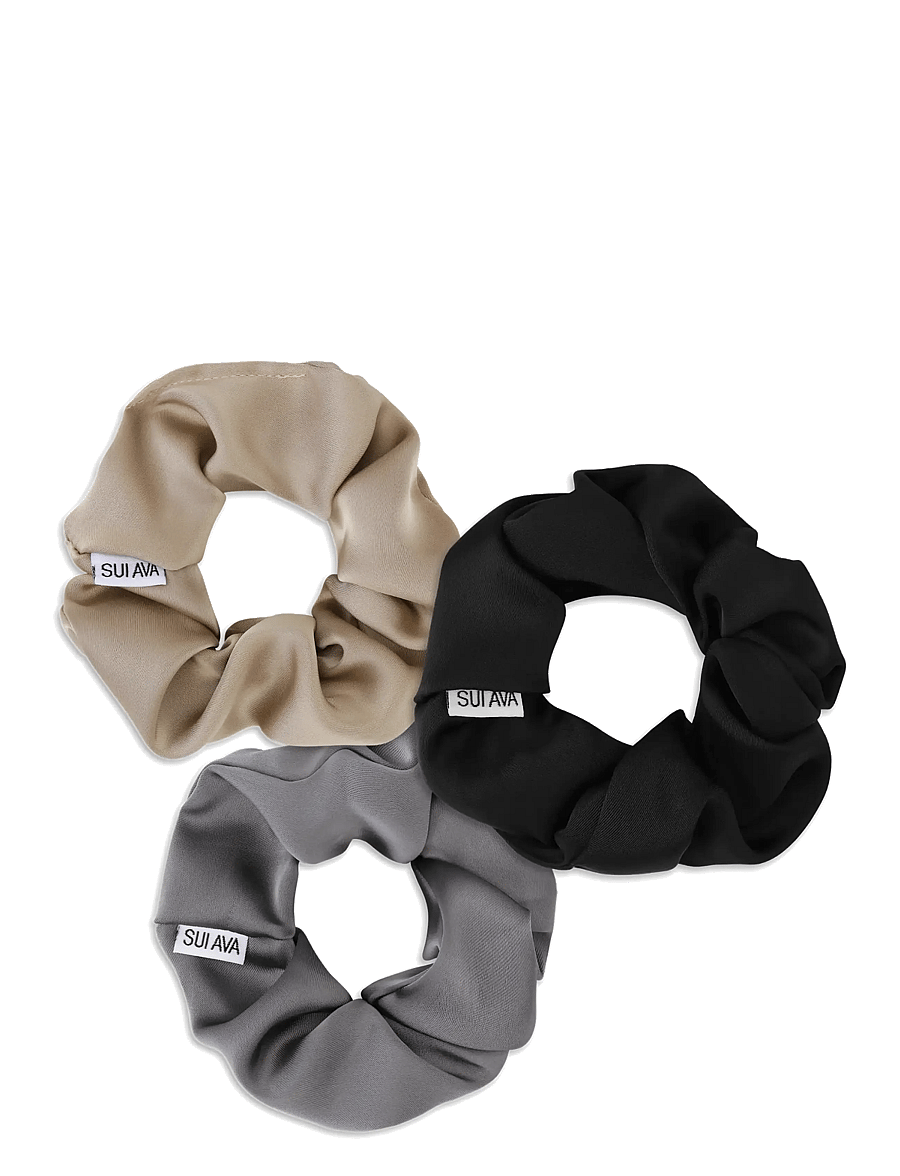 SUI AVA - 3-Pack Ribbon Scrunchies - hårbånd og hårsnore - beige // grey // - 1