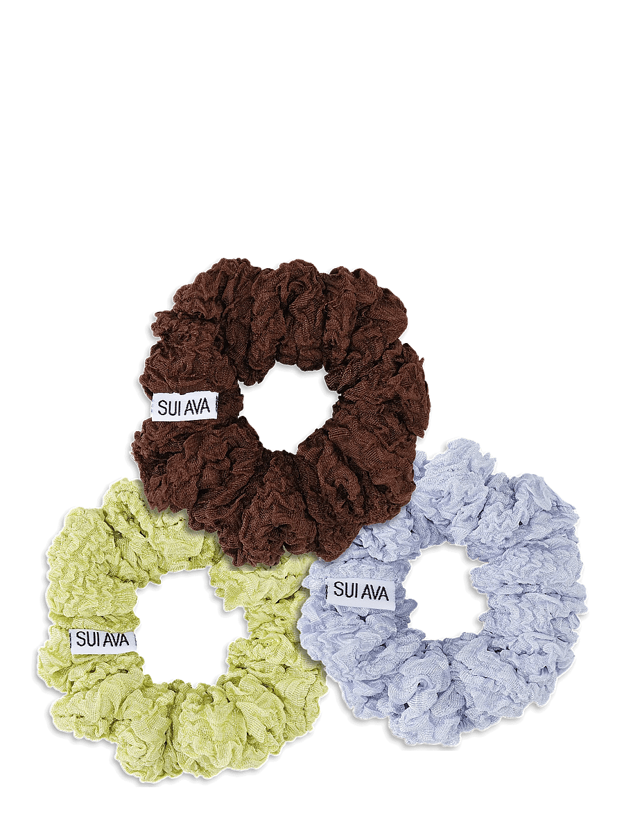 SUI AVA - 3-Pack Cringle Ribbon Scrunchies - hårbånd og hårsnore - brown // chartr - 1