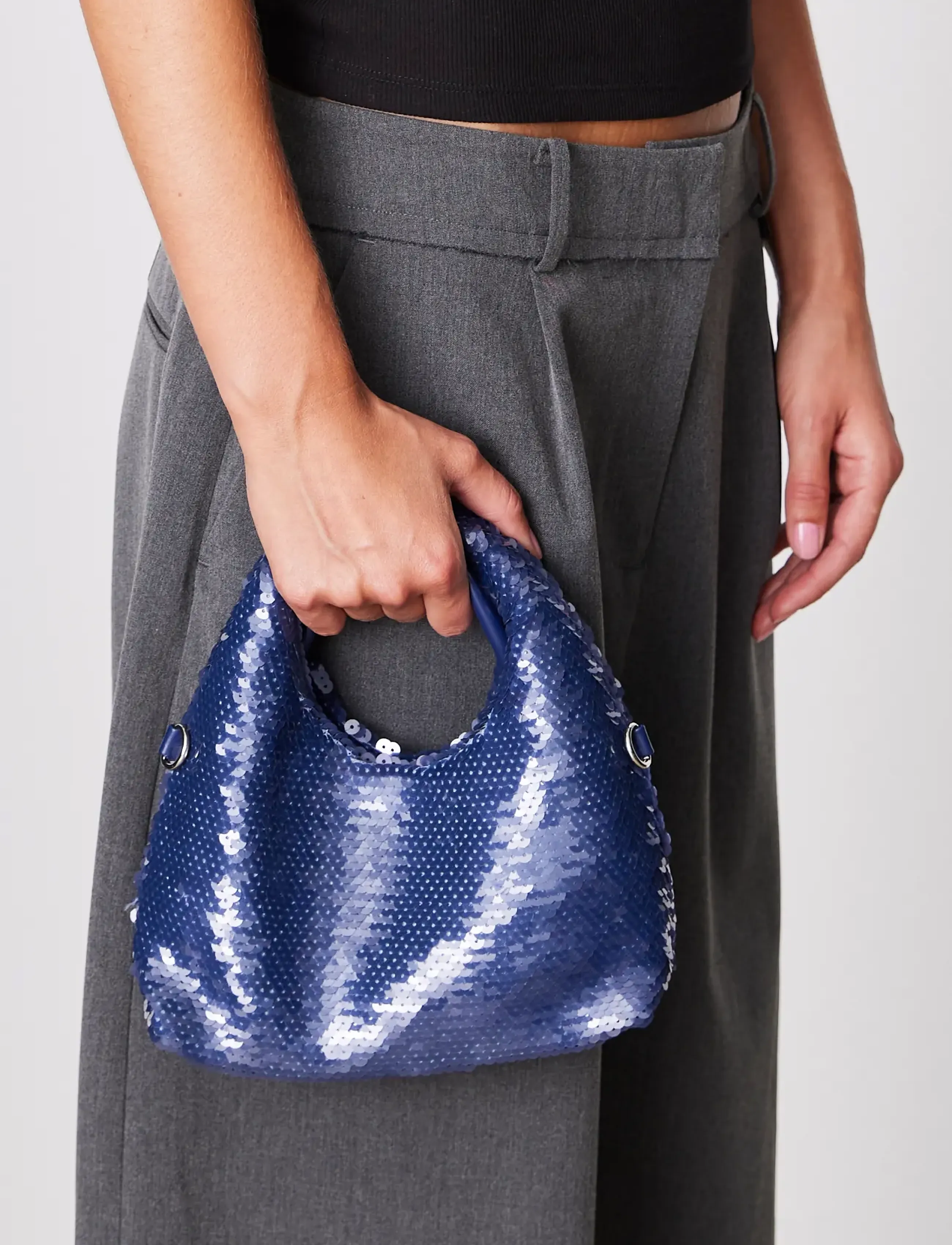 SUI AVA - Mini Hobo Sequin Bag - sünnipäevakingitused - denim blue - 0