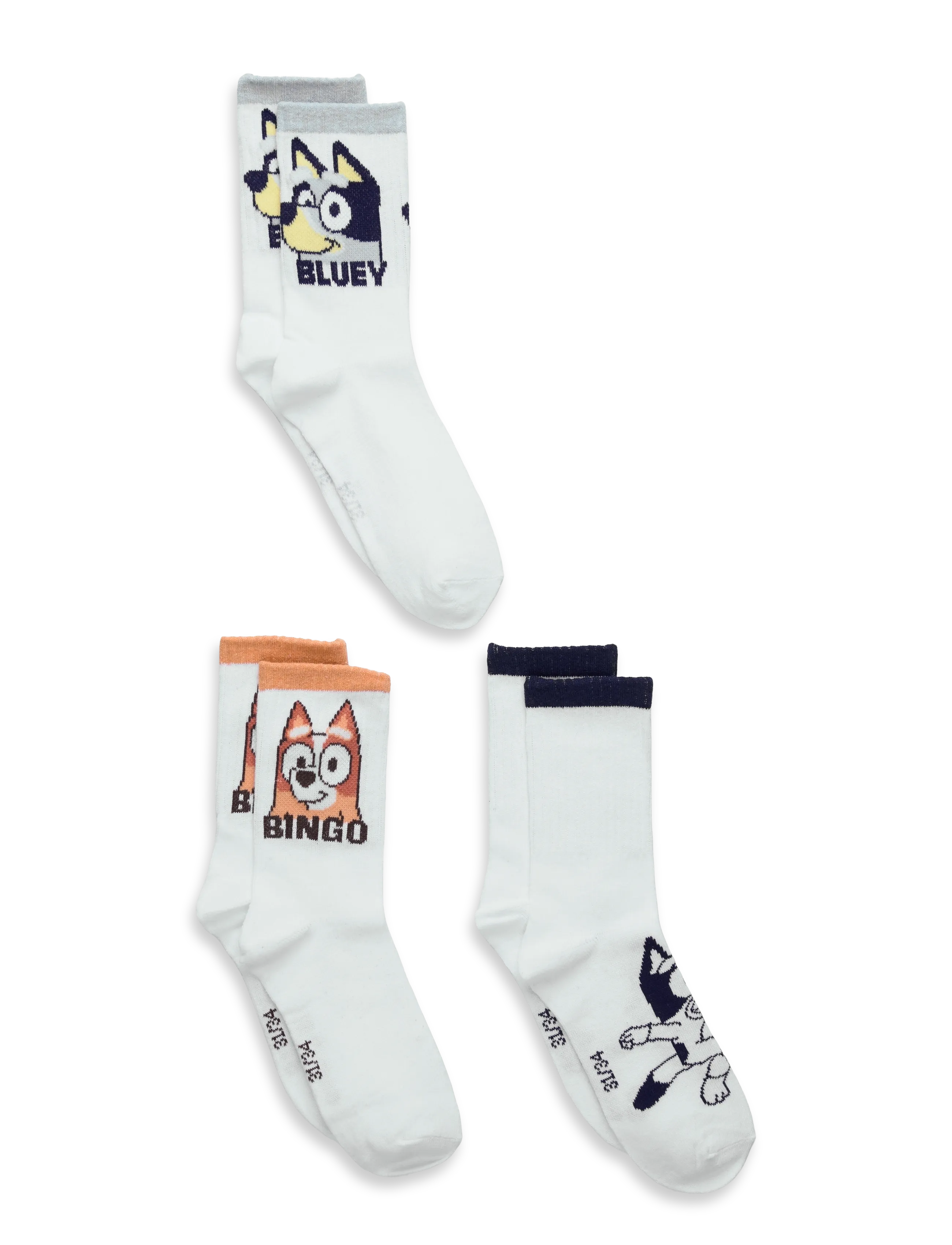 Bluey Socks, Børn, Karakterstrømper, Hvid, Str: 31/34