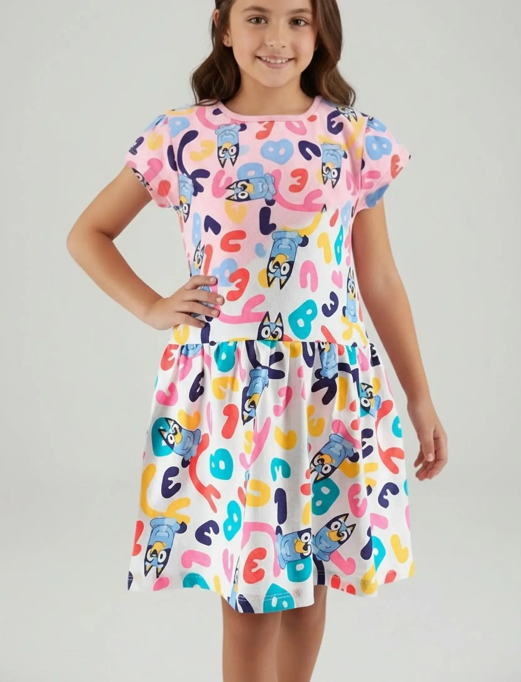 Bluey Dress, 98, Casual Dresses, Weiß - Short-sleeved Kinder