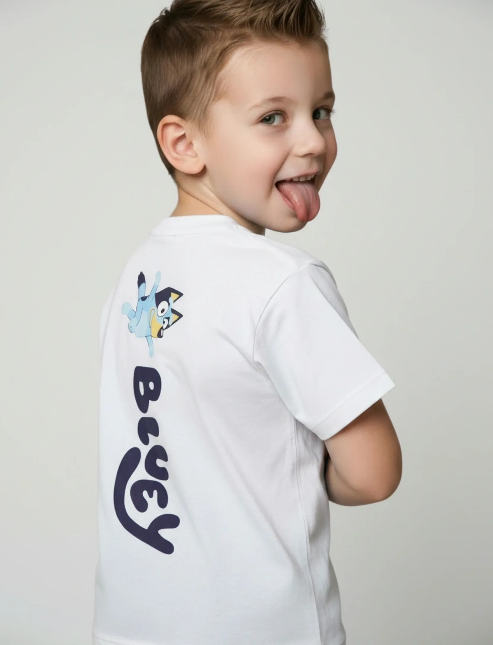 Bluey Tshirt, Børn, T-Shirt Med Print Og Lomme, Hvid, Str: 110