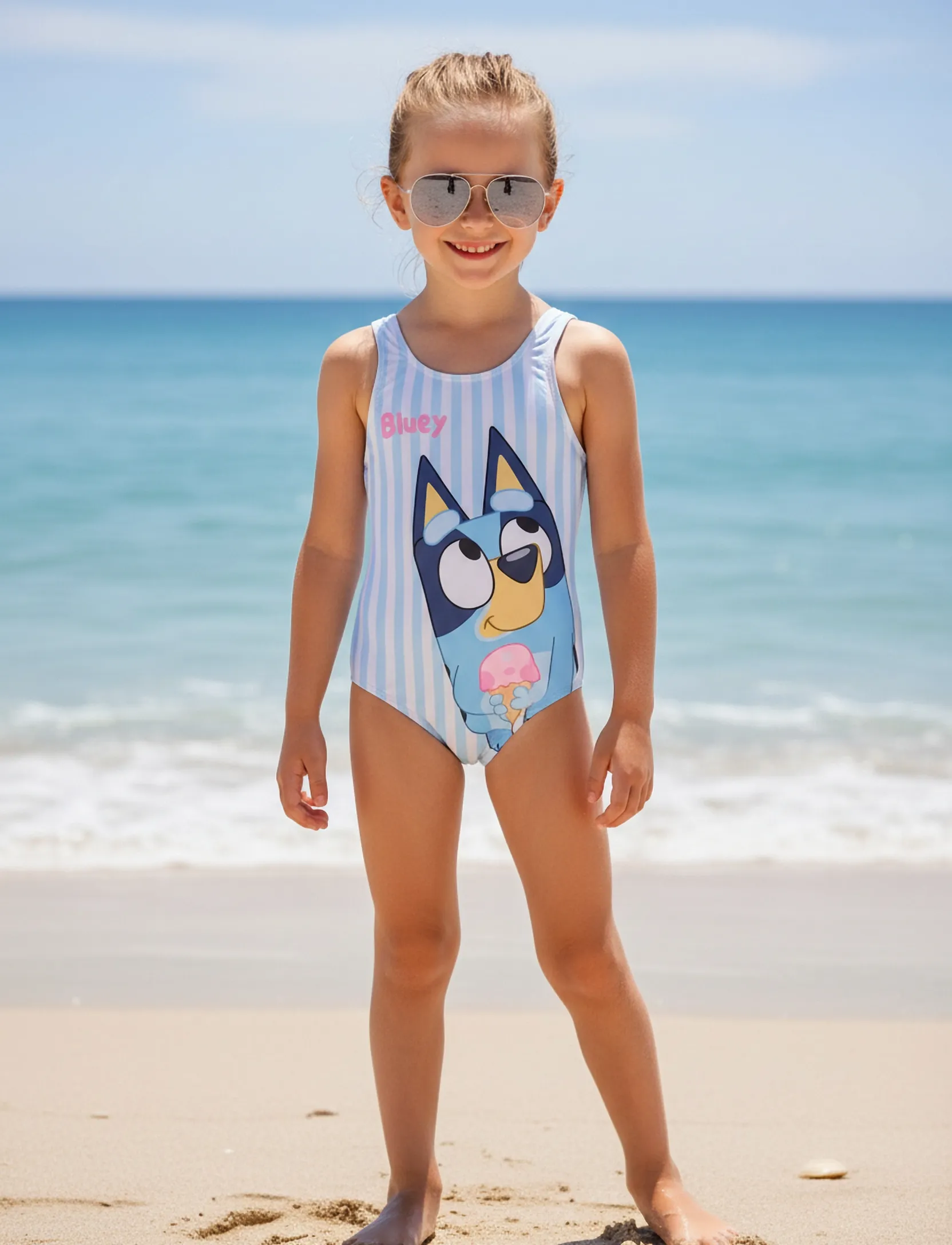 Bluey Swimwear, Børn, Børne Blåy Badedragt, Blå, Str: 110