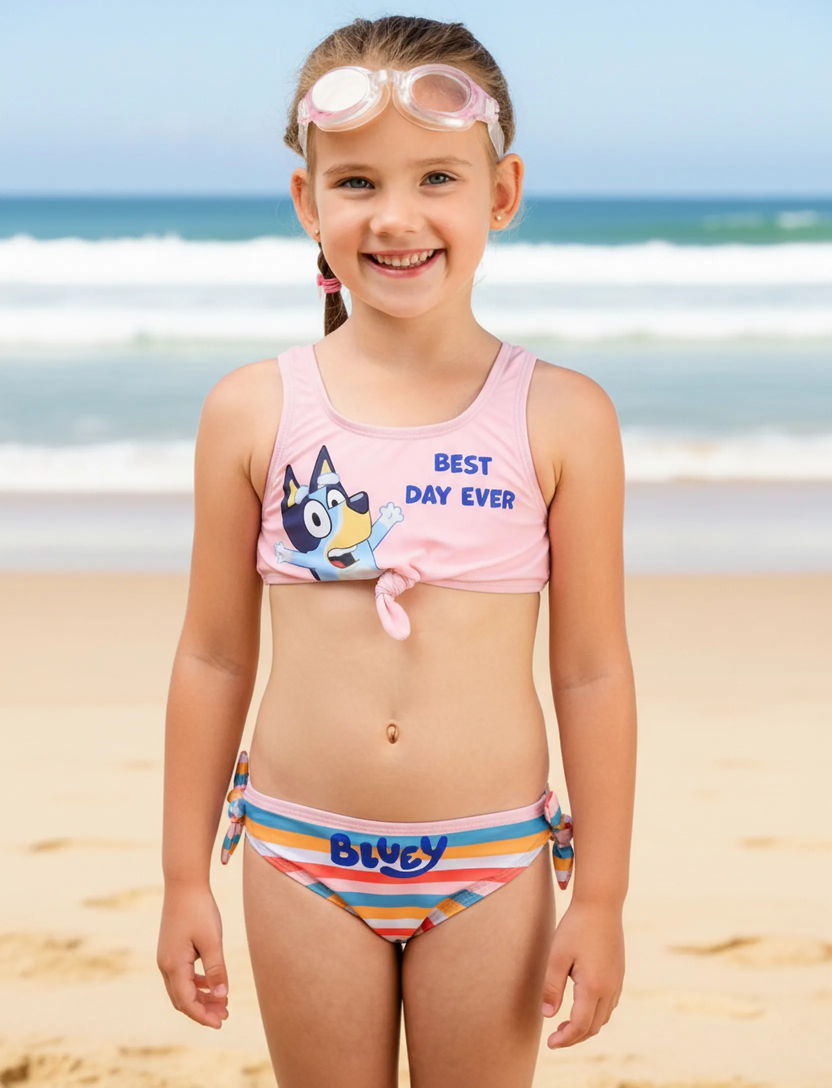Bluey Swimwear, Børn, Børne Blåy Bikinisaet, Pink, Str: 116