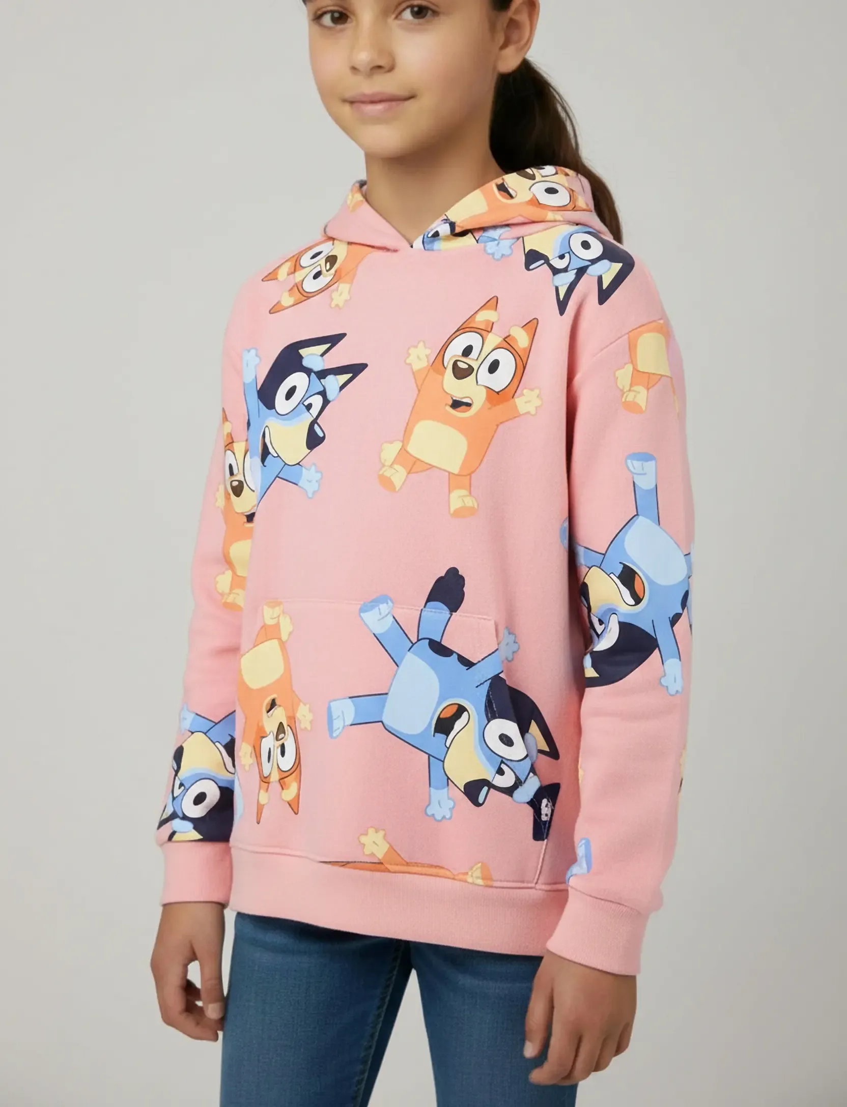 Bluey Sweats, Børn, Trykt Hættetrøje, Pink, Str: 104