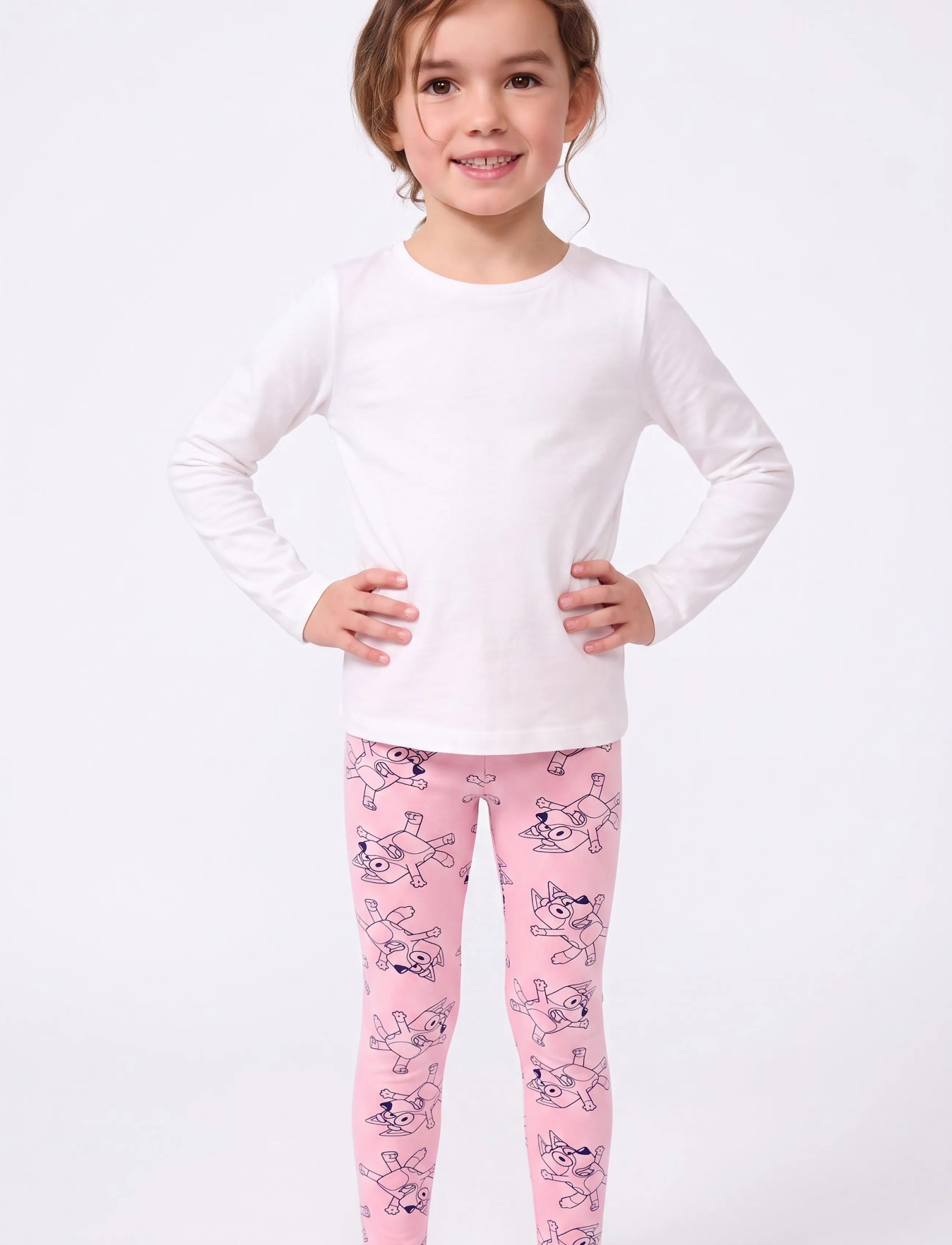 Bluey Pants, Børn, Leggings med Print, Pink, Str: 98