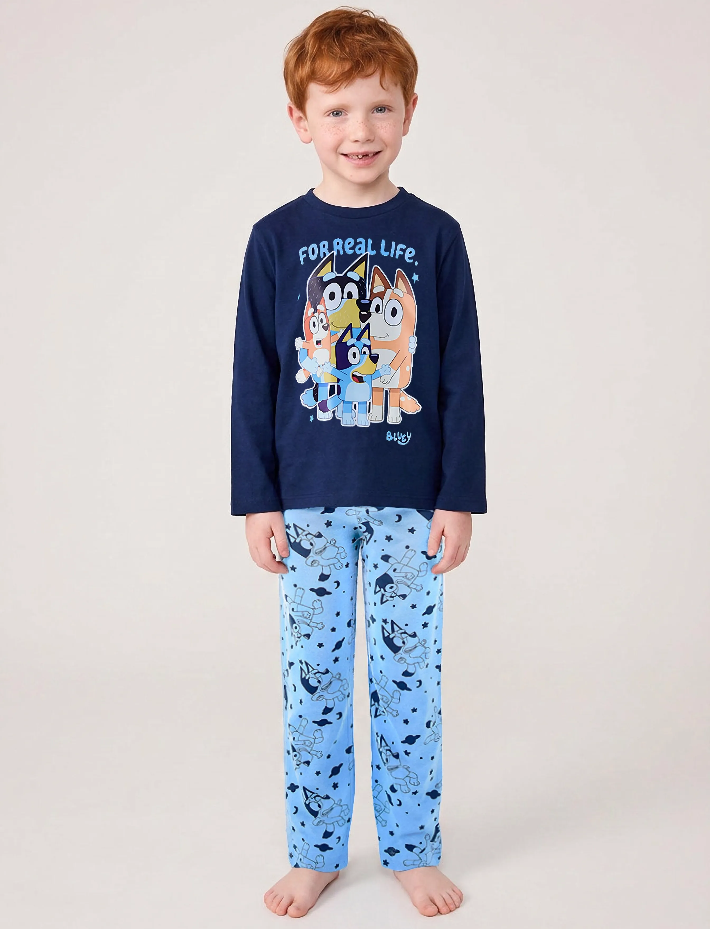 Bluey Pyjama, Børn, Børne Pyjamas Sæt, Navy, Str: 116