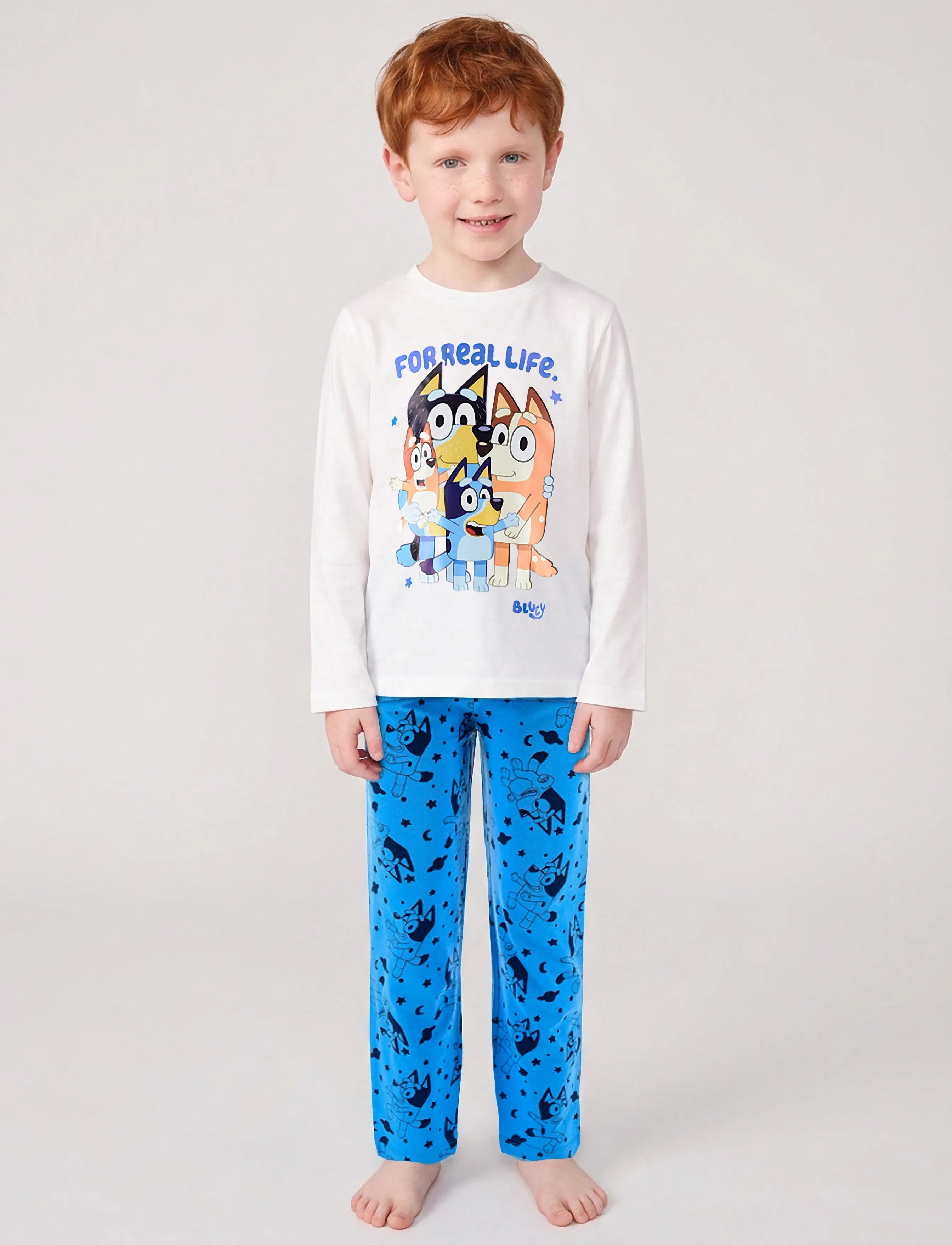 Bluey Pyjama, Børn, Børne Blåy Pyjamas, Hvid, Str: 110