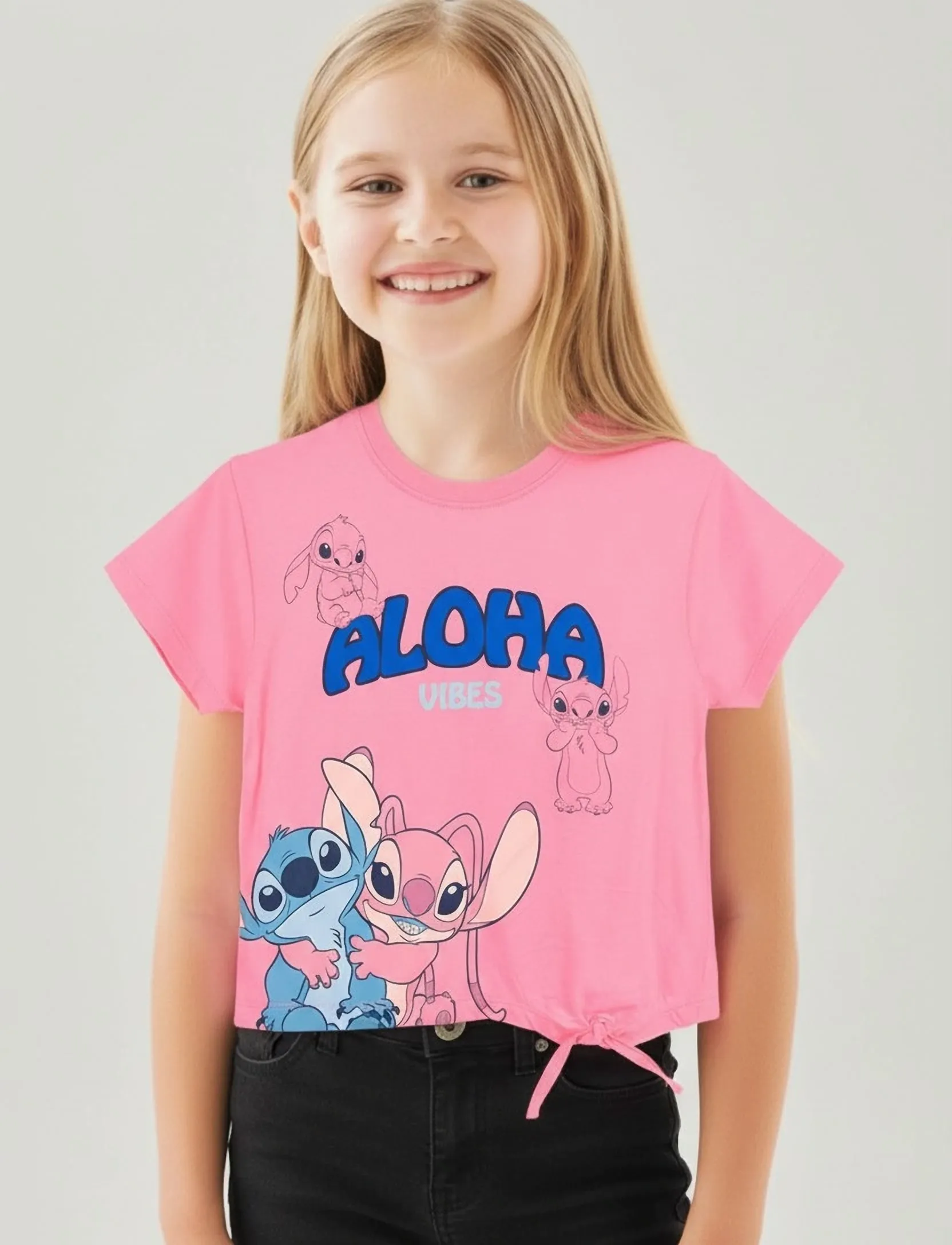 Lilo & Stitch Tshirt, 128, Pink, T-Shirts > Kortærmede, Børn