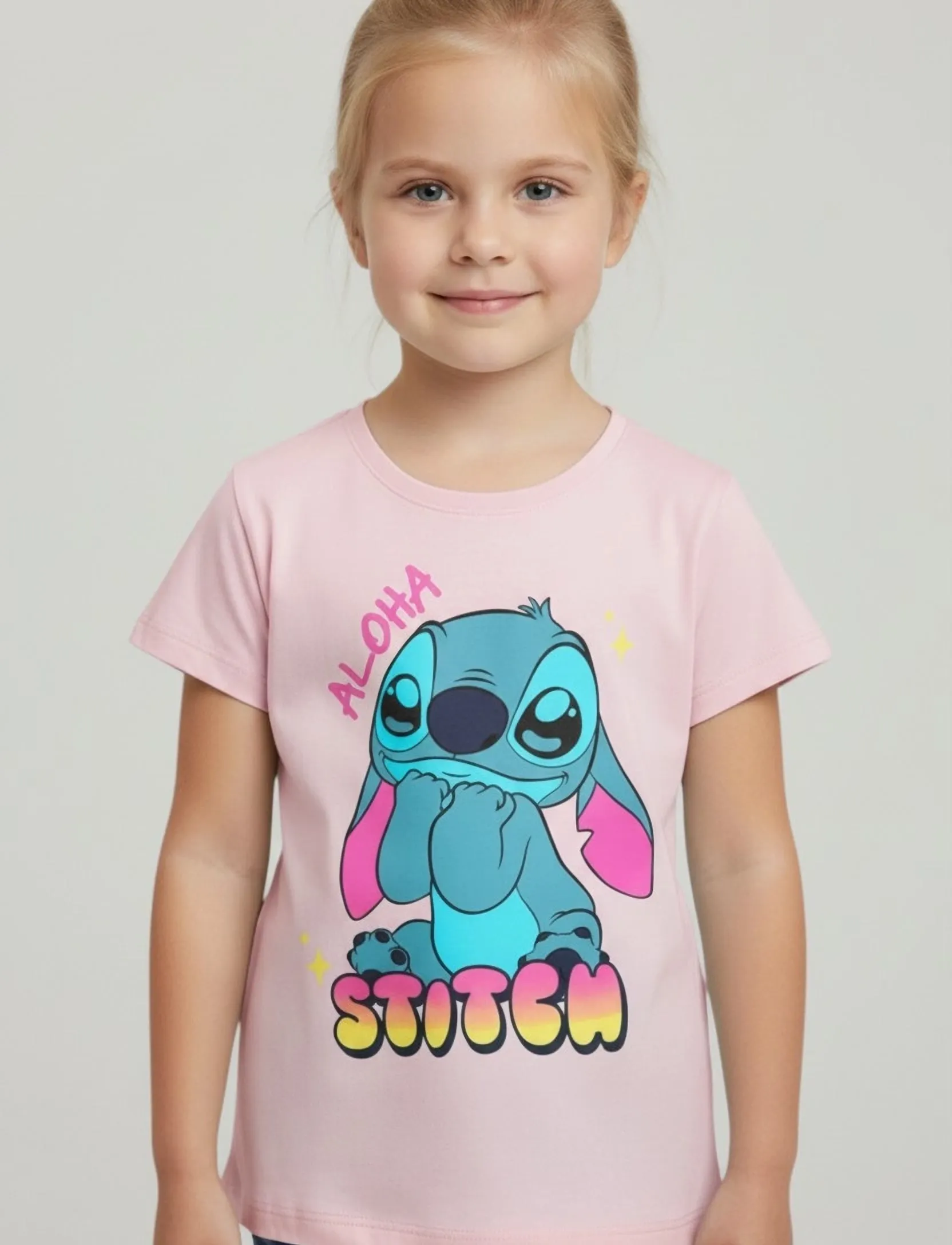 Lilo & Stitch Tshirt, 128, Pink, T-Shirts > Kortærmede, Børn