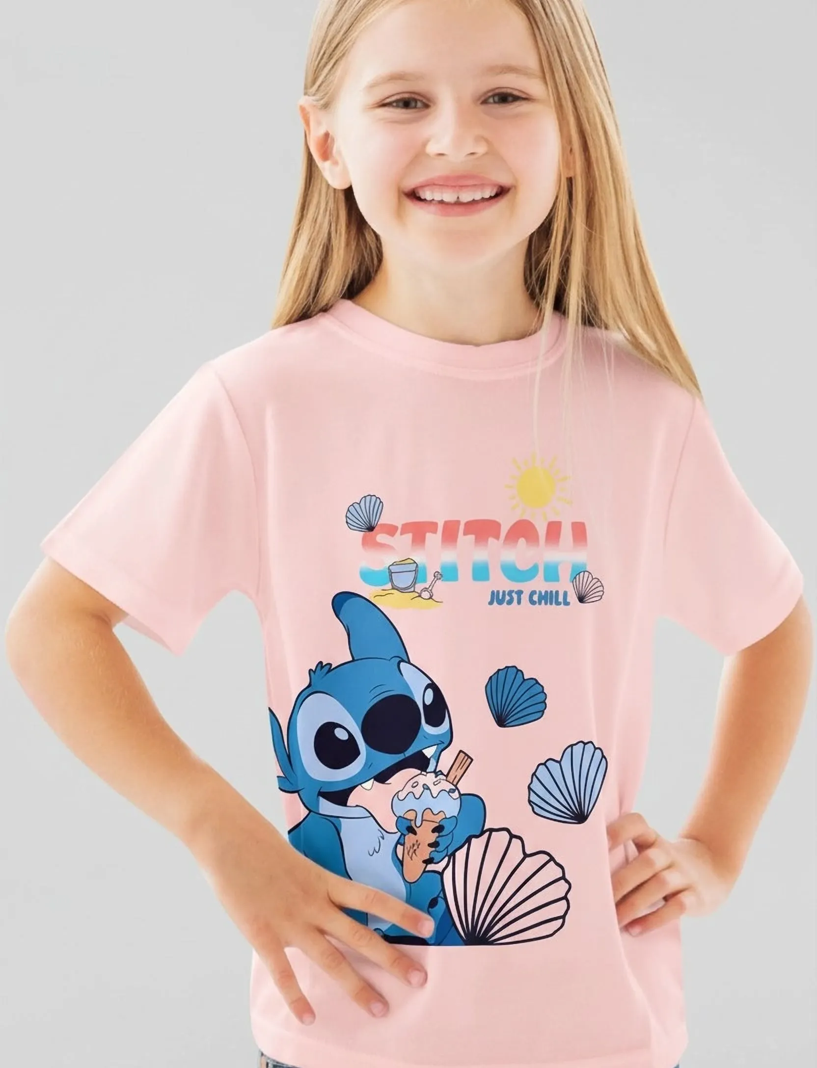 Lilo & Stitch Tshirt, Børn, T-Shirt, Pink, Str: 104