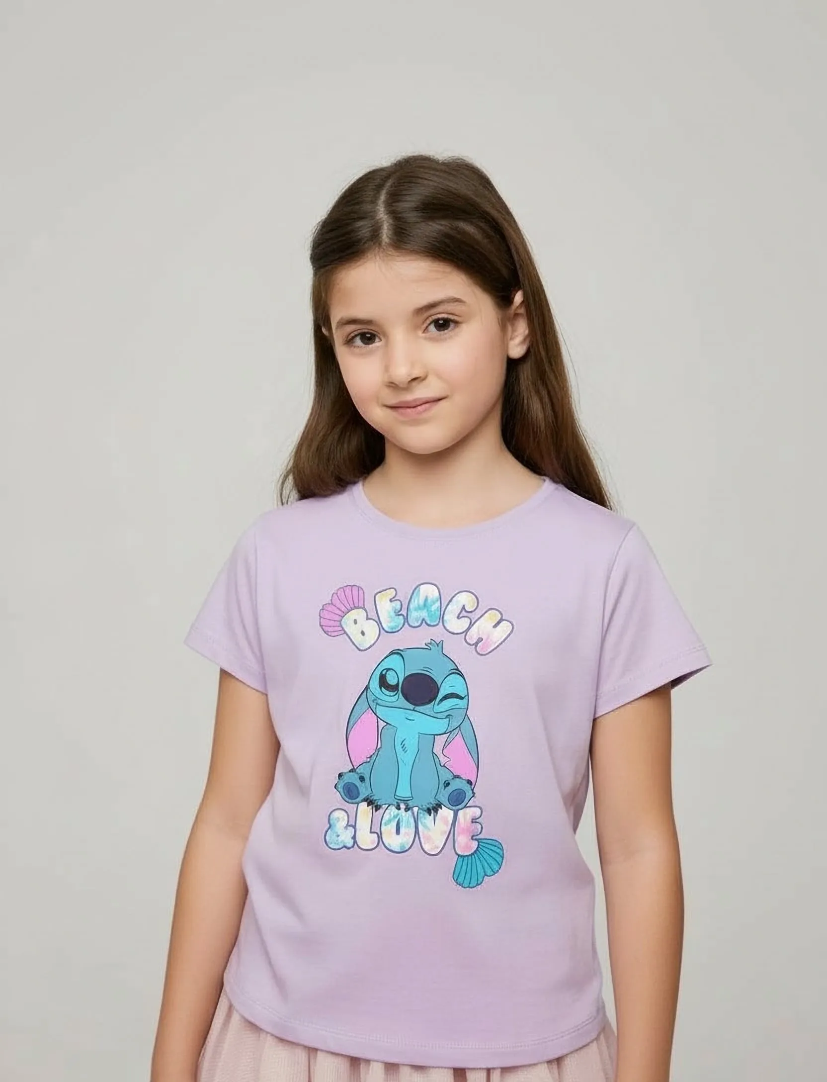 Lilo & Stitch Tshirt, Børn, Grafisk T-shirt, Lila, Str: 98