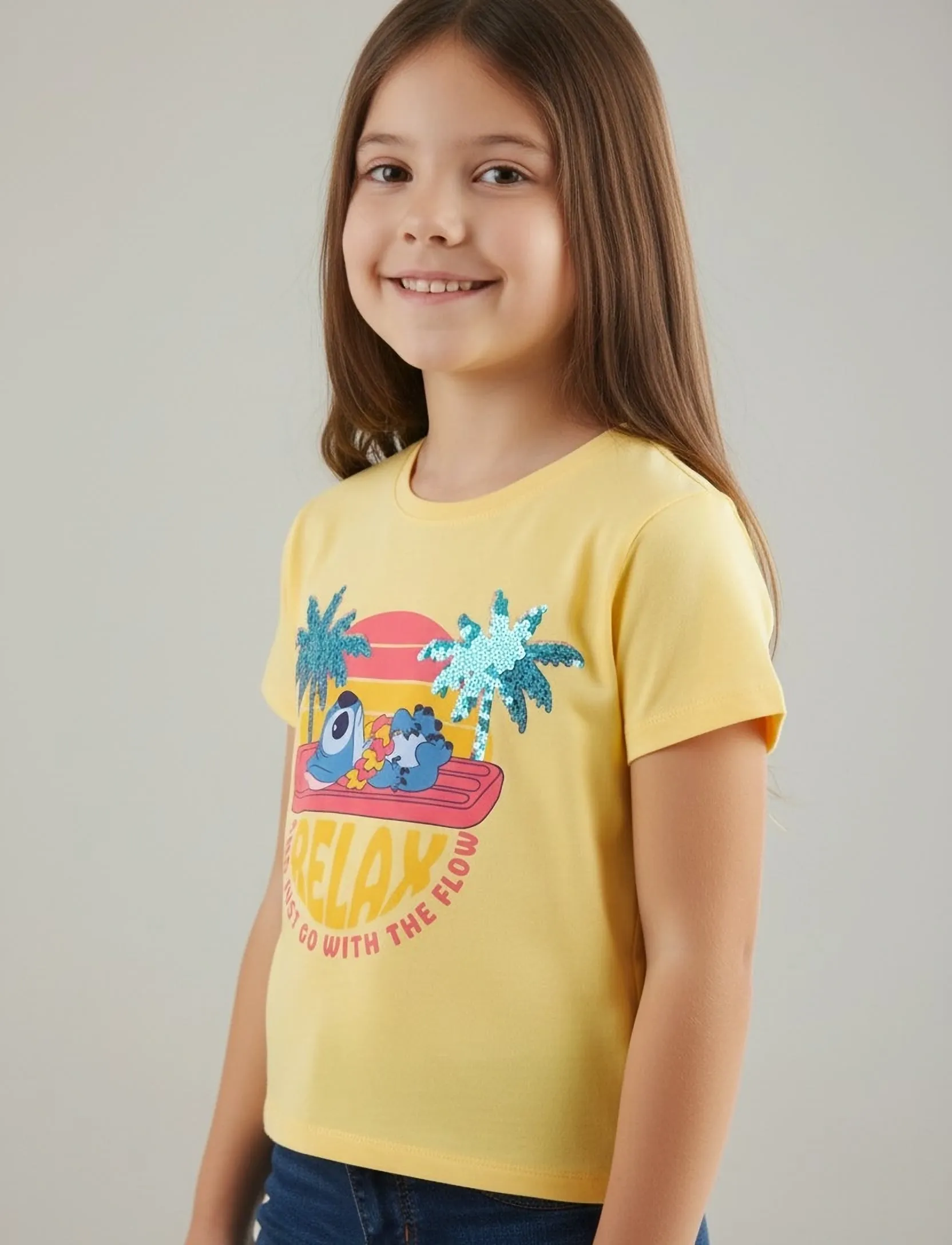 Lilo & Stitch Tshirt, 98, Yellow, T-Shirts > Kortærmede, Børn