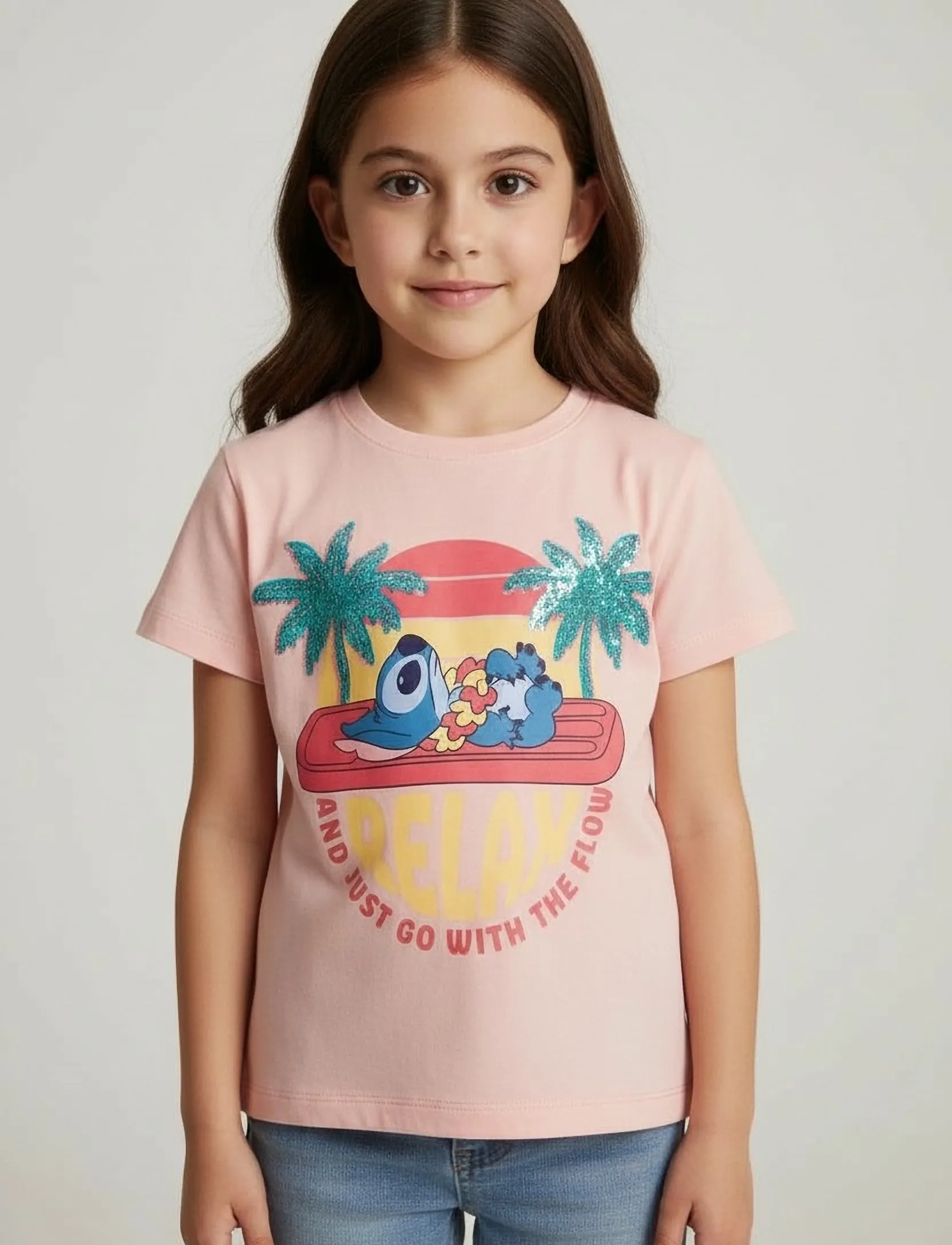Lilo & Stitch Tshirt, 116, Pink, T-Shirts > Kortærmede, Børn