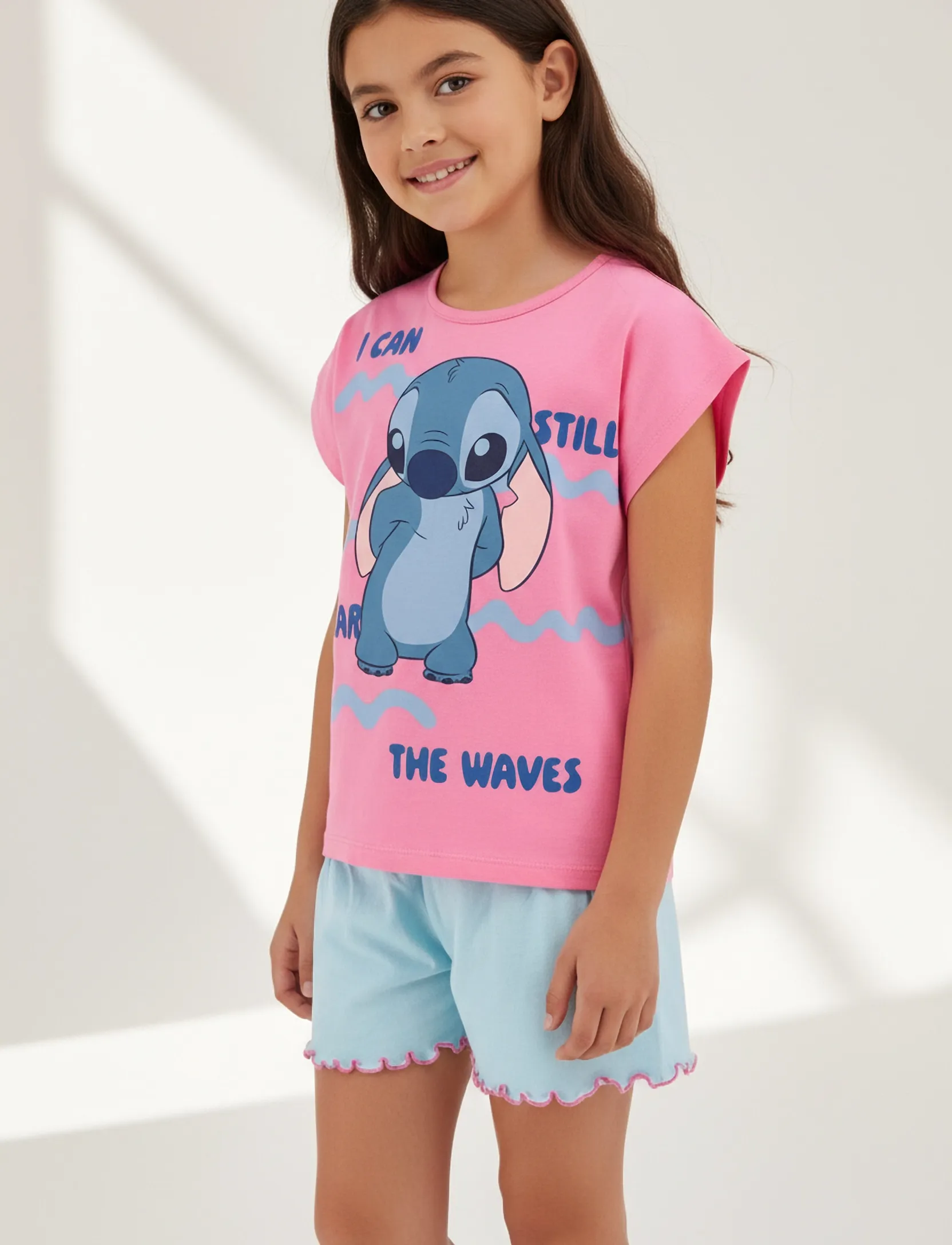 Lilo & Stitch Set, Børn, Pyjamas Sæt, Pink, Str: 98