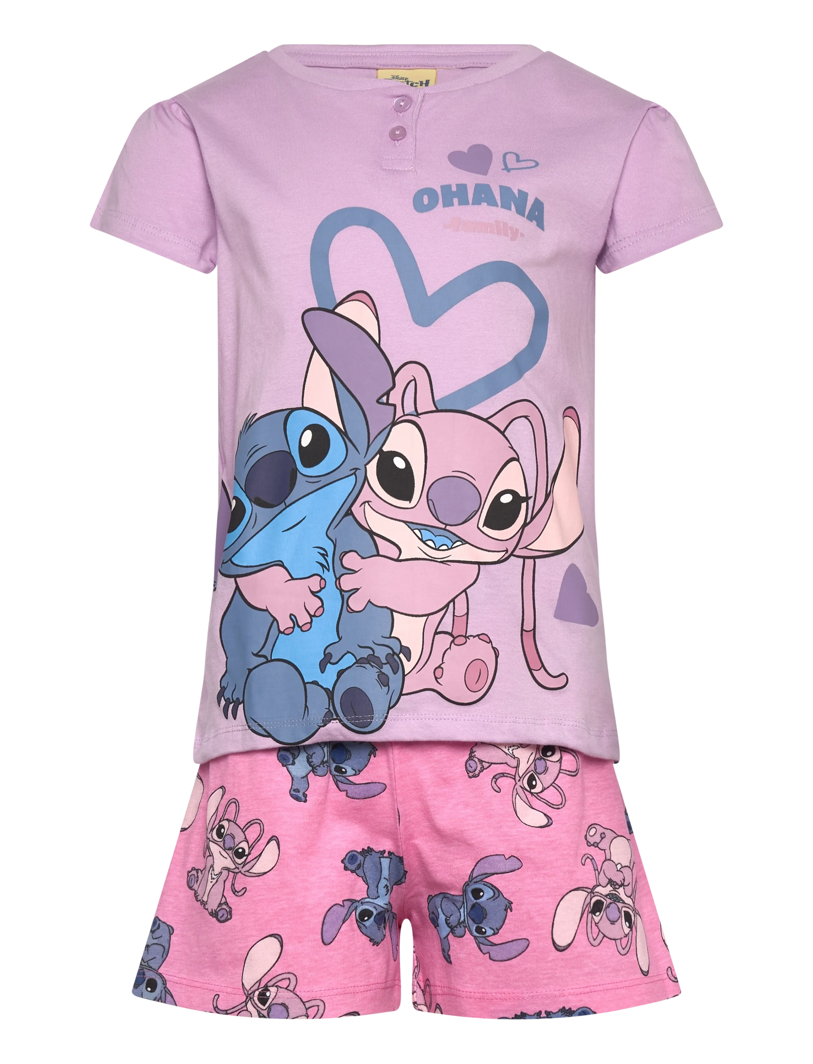 Lilo & Stitch Pyjama, Børn, Kort Pyjamas Sæt, Lila, Str: 104