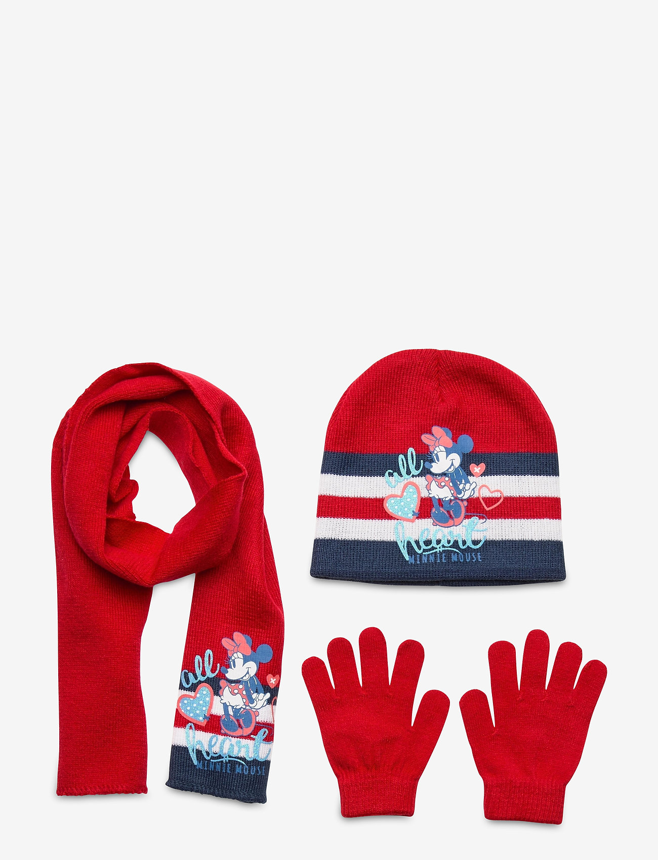 Disney - SET 3 PCS SCARF GLOVES HAT - lowest prices - red - 0