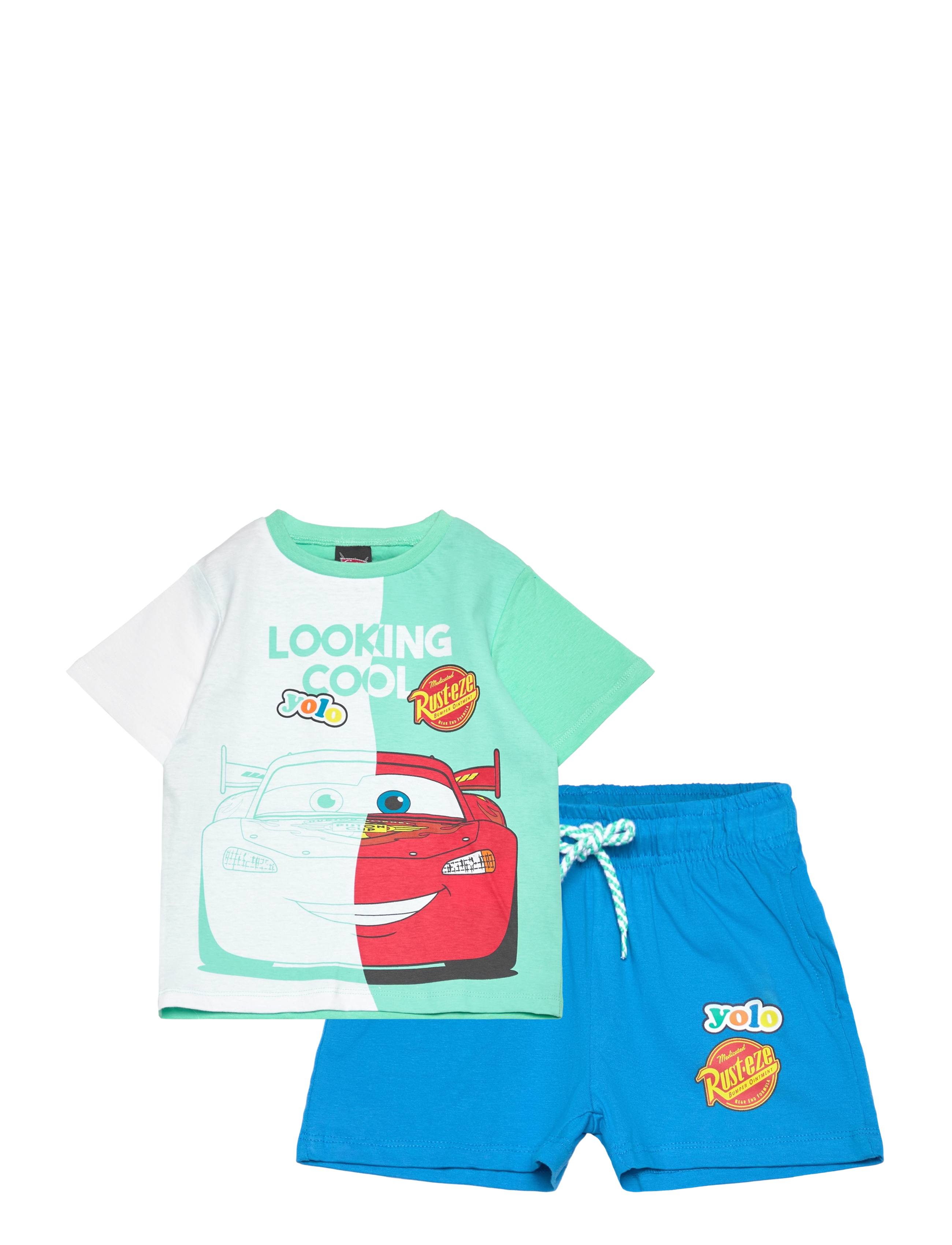 Biler T Shirt + Short, 116, Sets, Grün - Sets With Short-sleeved T-shirt, Kinder