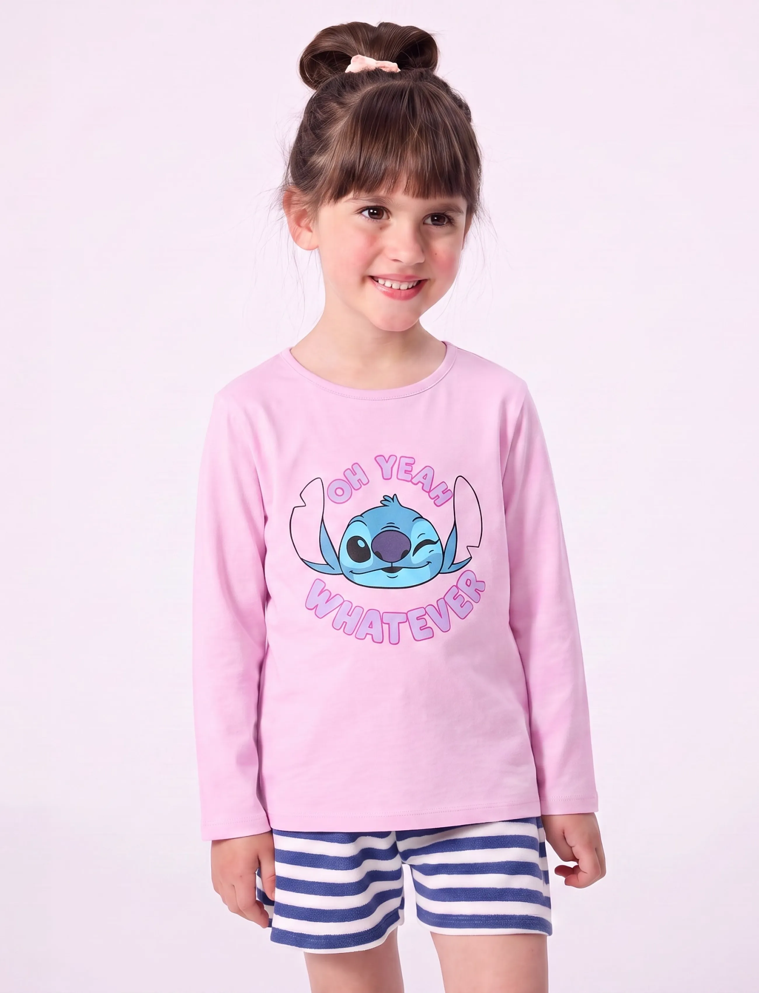 Lilo & Stitch Tshirt, Børn, Langærmet Grafisk T-Shirt, Lila, Str: 116
