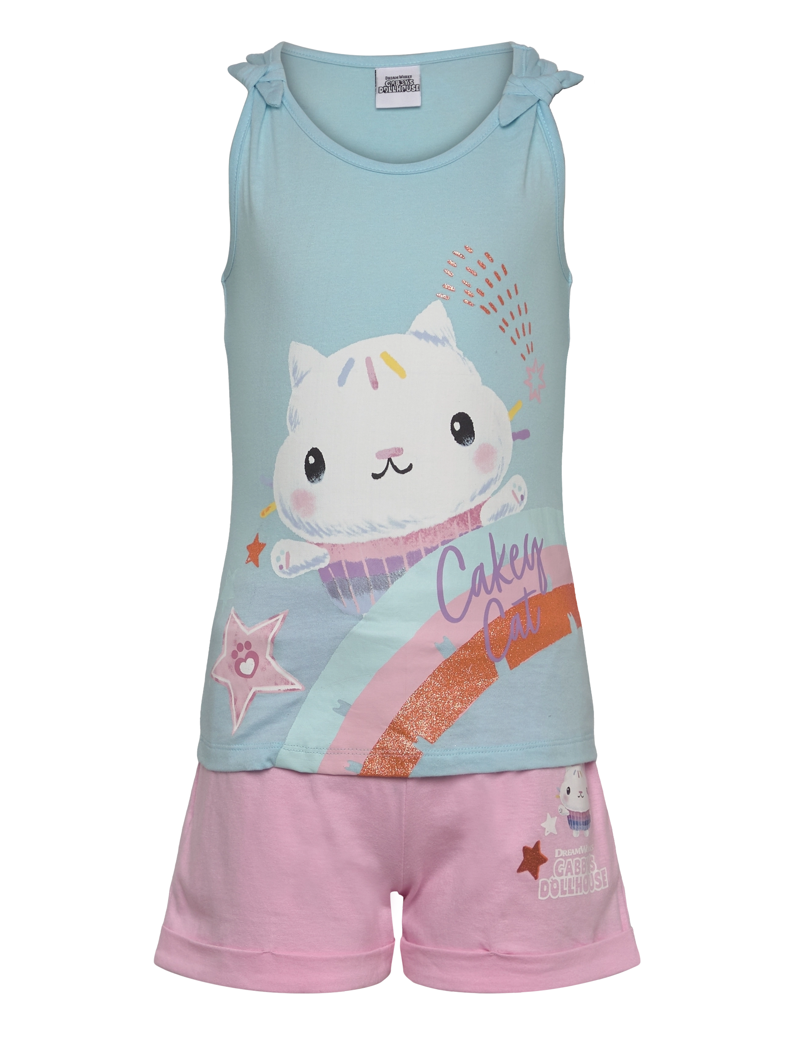 Gabby's Dollhouse T Shirt + Short, 128, Sets, Blau - Sets With Short-sleeved T-shirt, Kinder