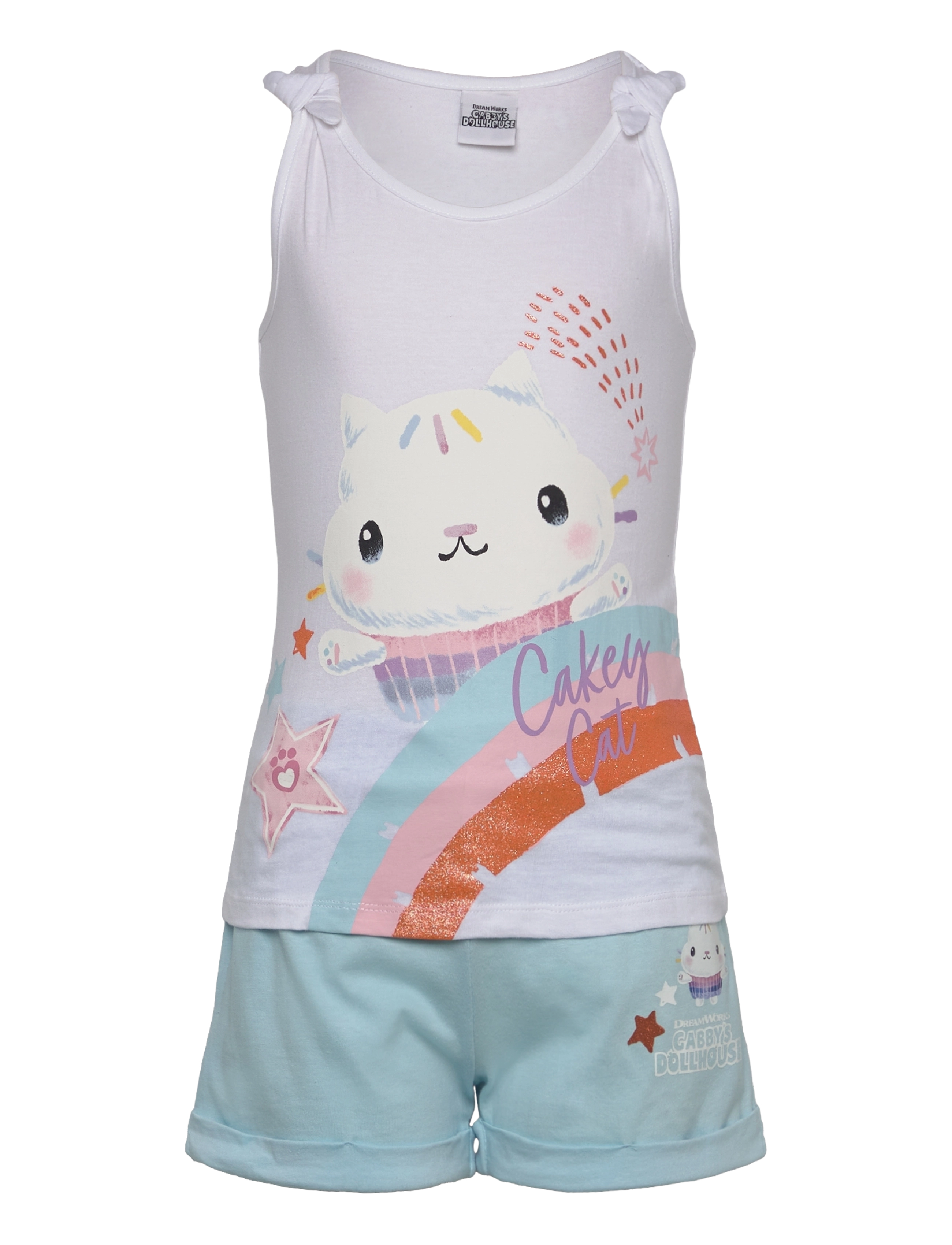 Gabby's Dollhouse T Shirt + Short, 128, Sets, Weiß - Sets With Short-sleeved T-shirt, Kinder