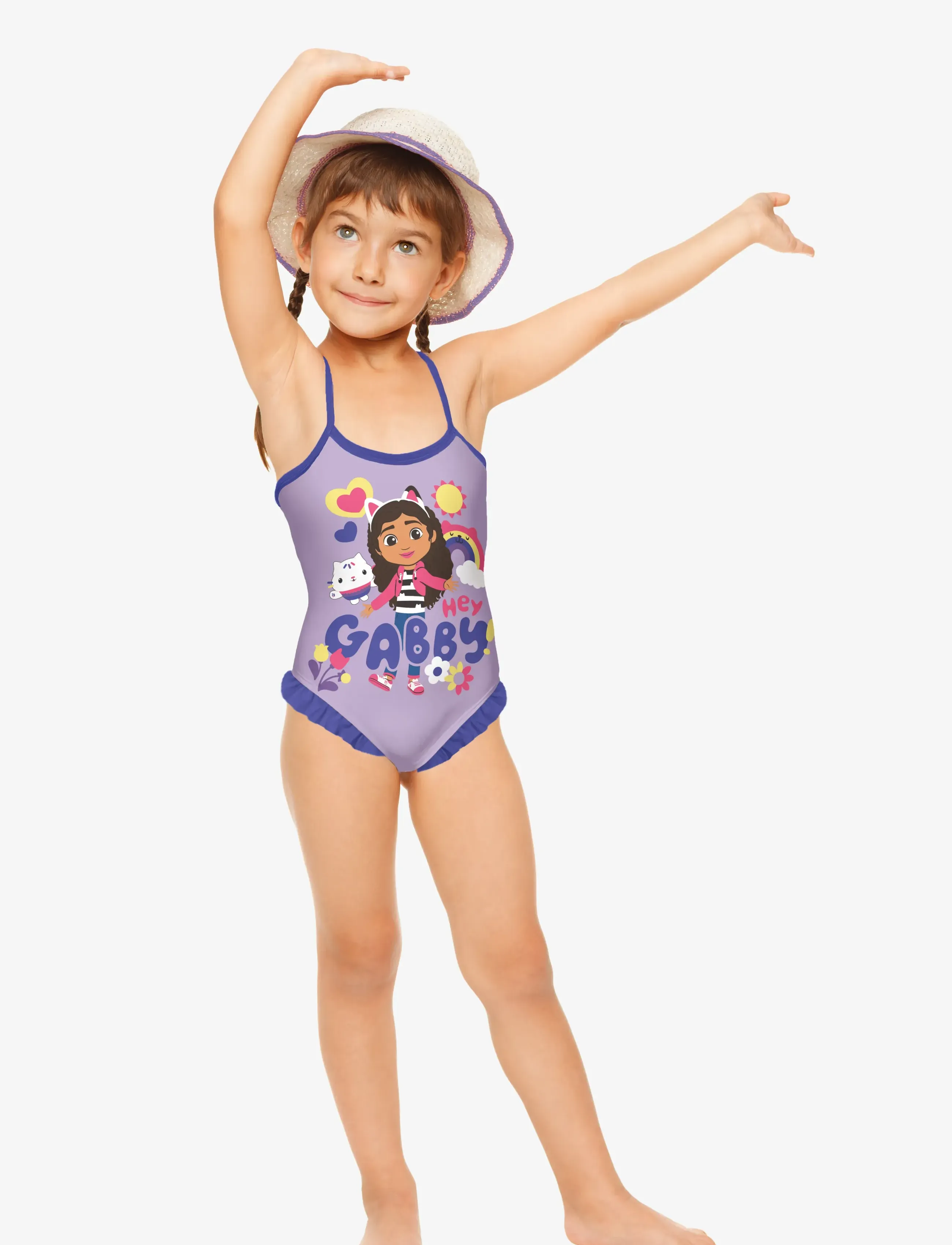 Gabby's Dollhouse Swimsuit, Børn, Børne Karakter Badedragt, Multi/mønstret, Str: 98