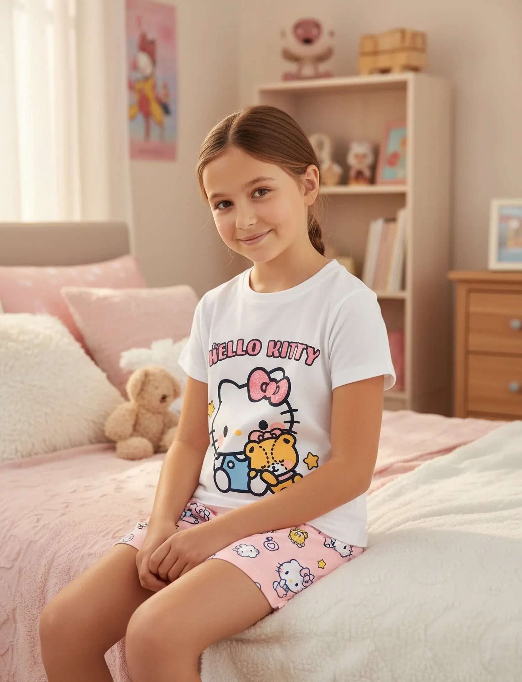 Hello Kitty Pyjama, 98, Pyjamas, Weiß - Pyjama Sets, Kinder