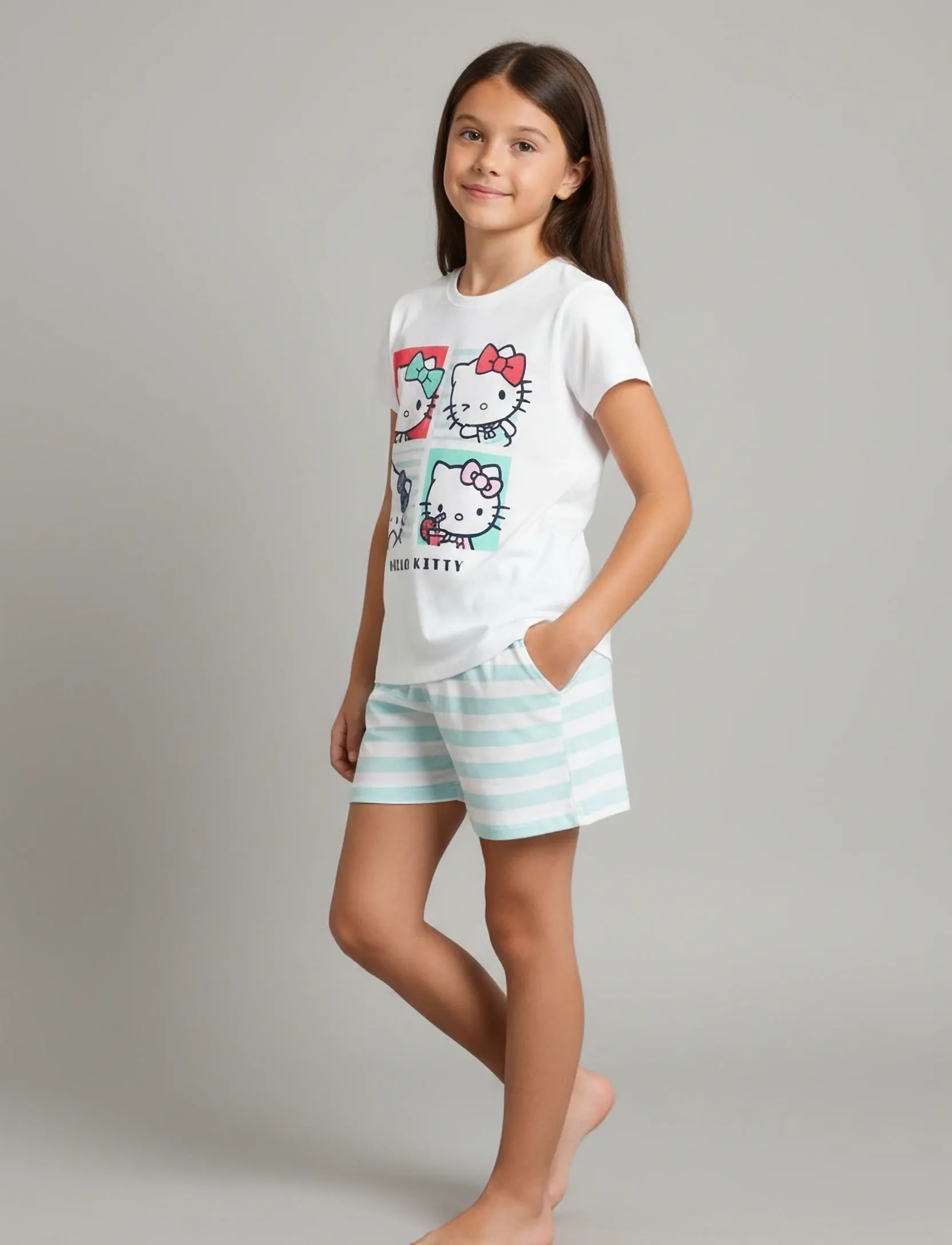 Hello Kitty Pyjama, 128, Pyjamas, Weiß - Pyjama Sets, Kinder