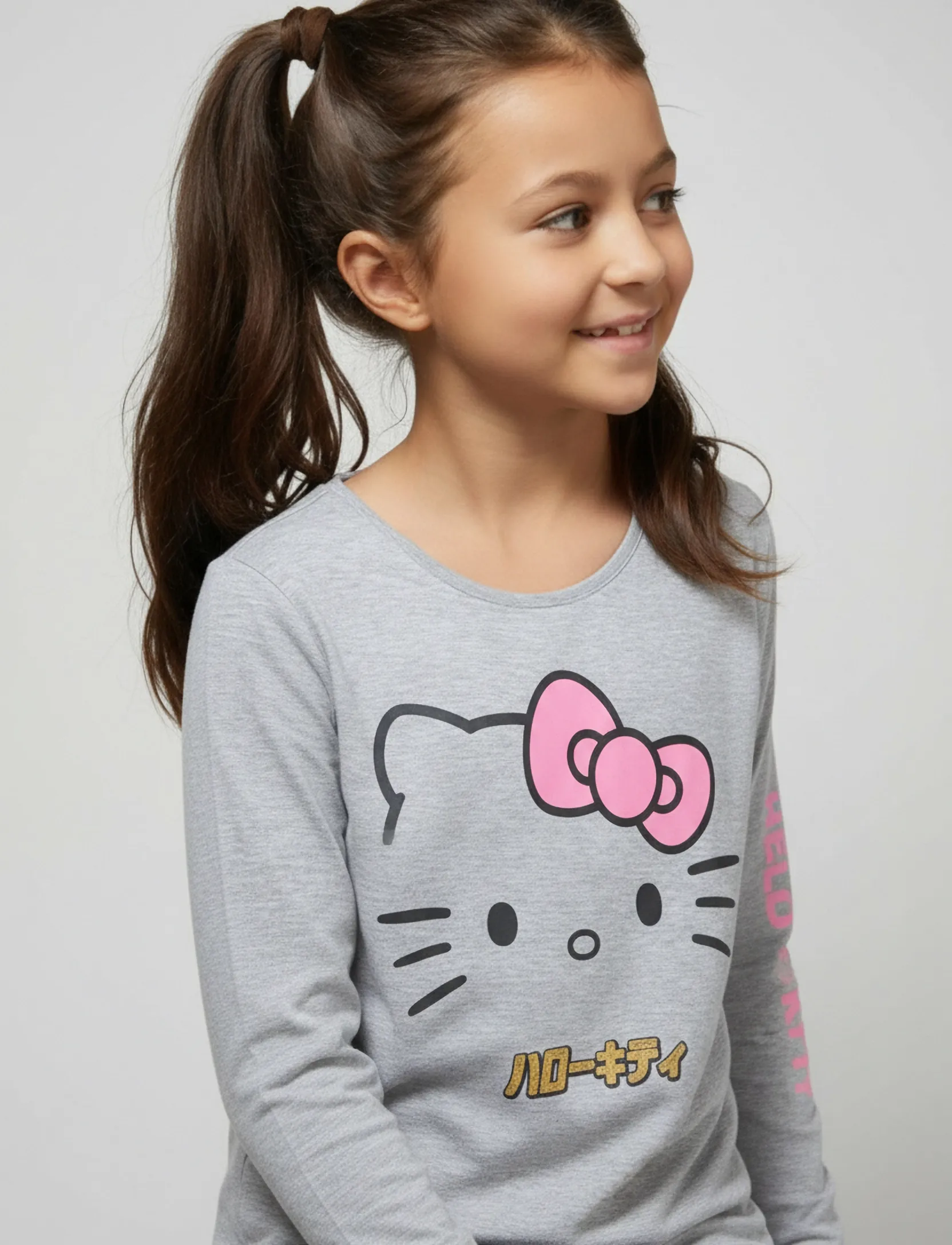 Hello Kitty Tshirt, 152, T-shirts, Grau - Long-sleeved Kinder